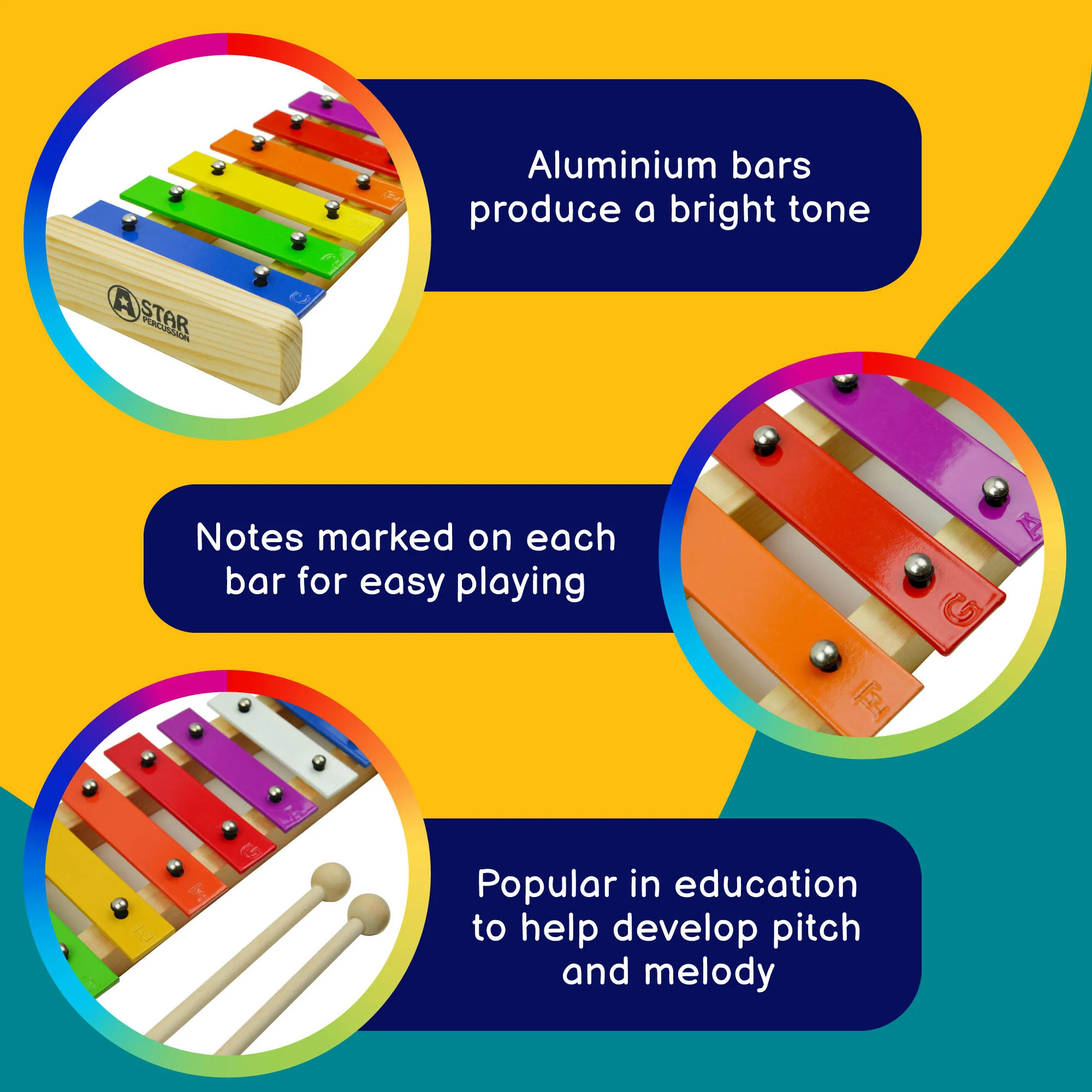 A-Star 8 Note Glockenspiel - Coloured Keys - Image 3