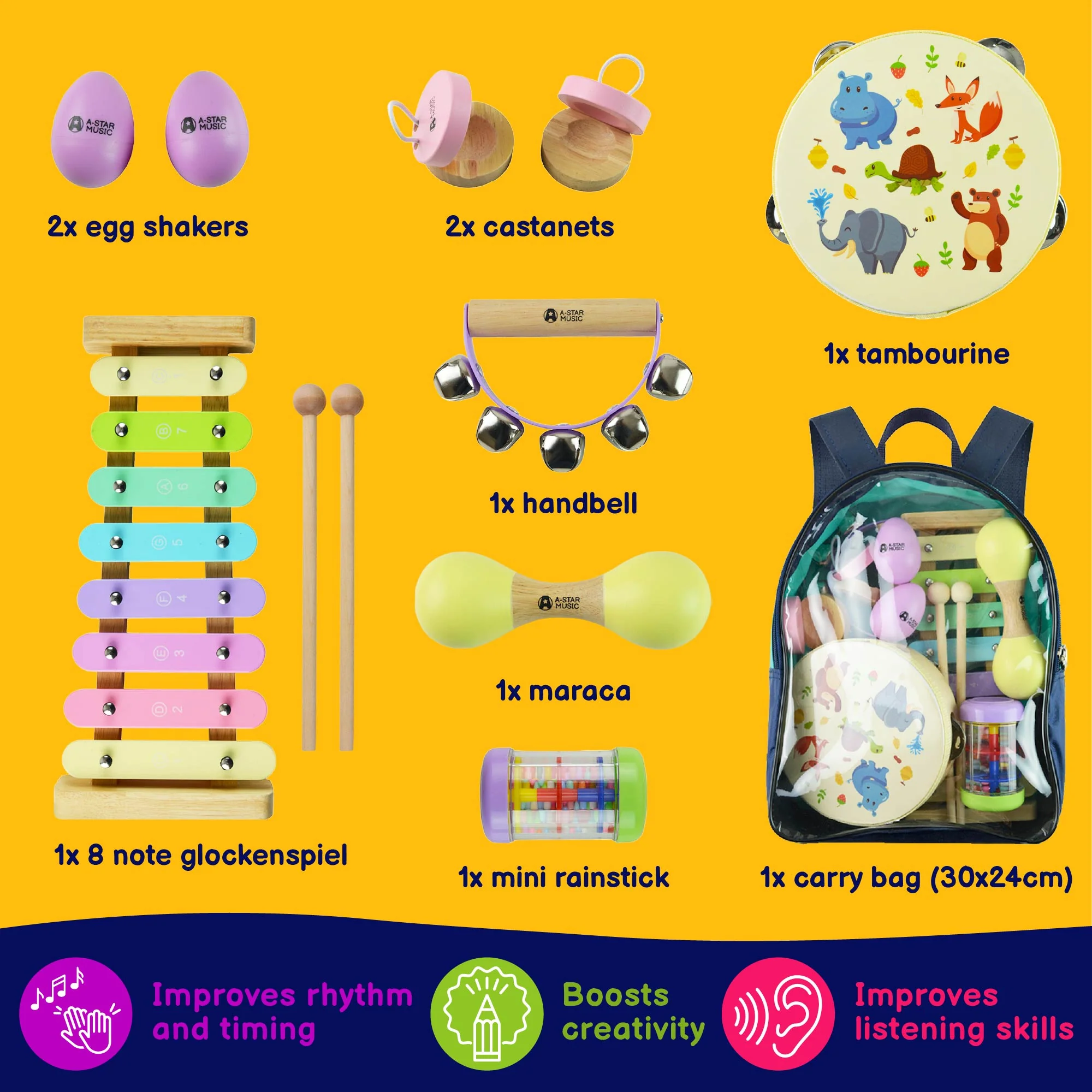 A-Star Children's Percussion Gift Set with Bag - Image 3