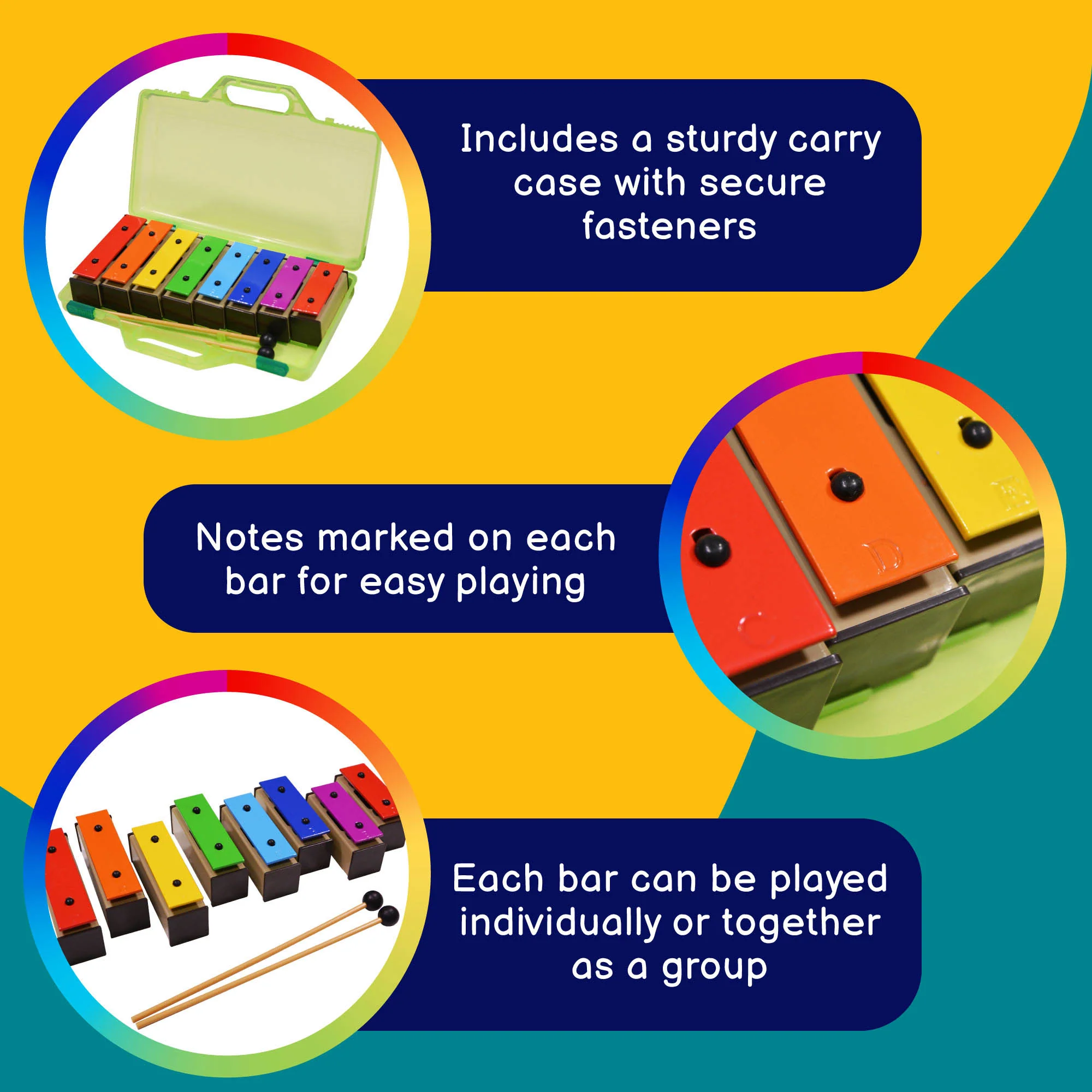 A-Star Rainbow Chime Bar Set in Hard Case - Image 3