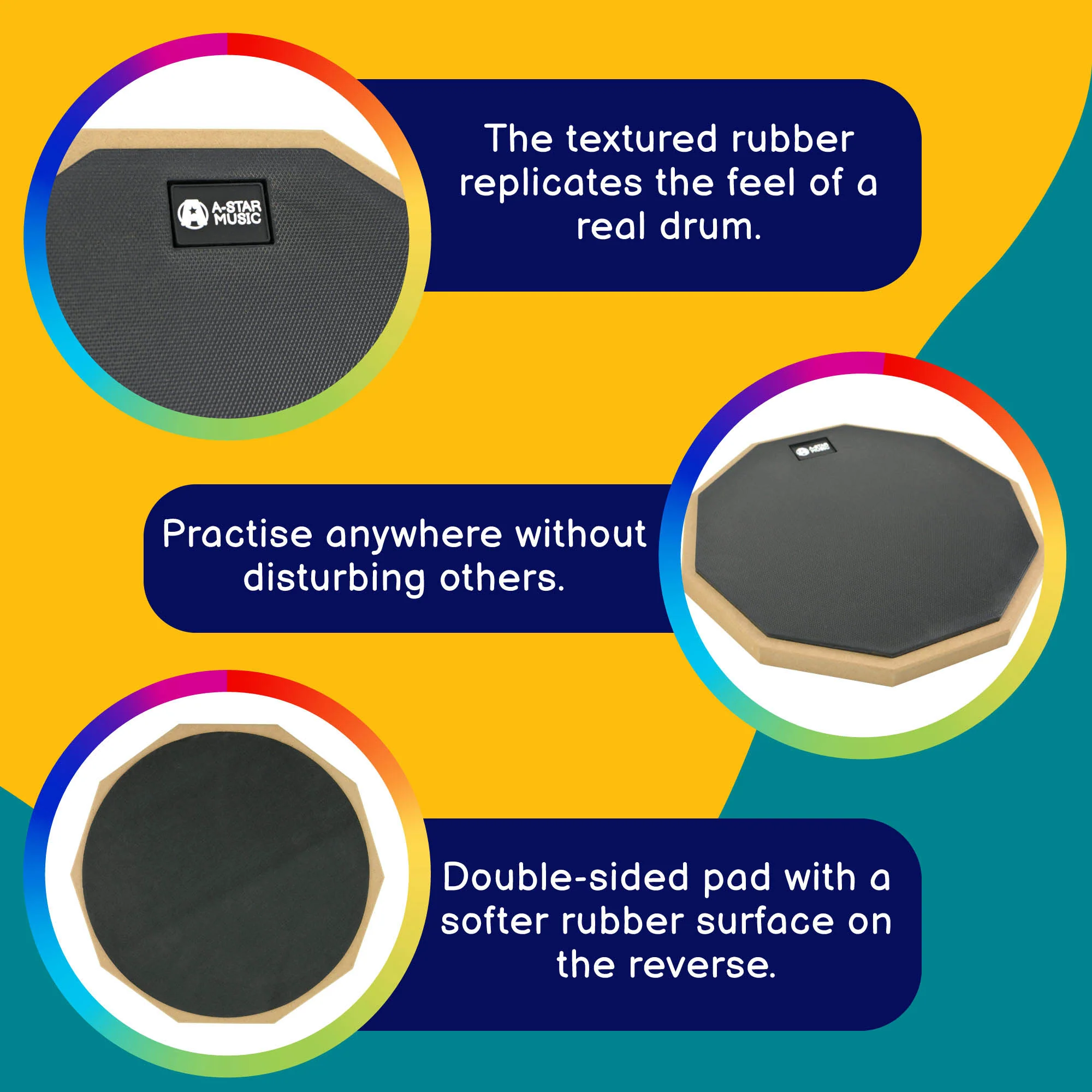 A-Star Drum Practice Pad 12 Inch - Image 3