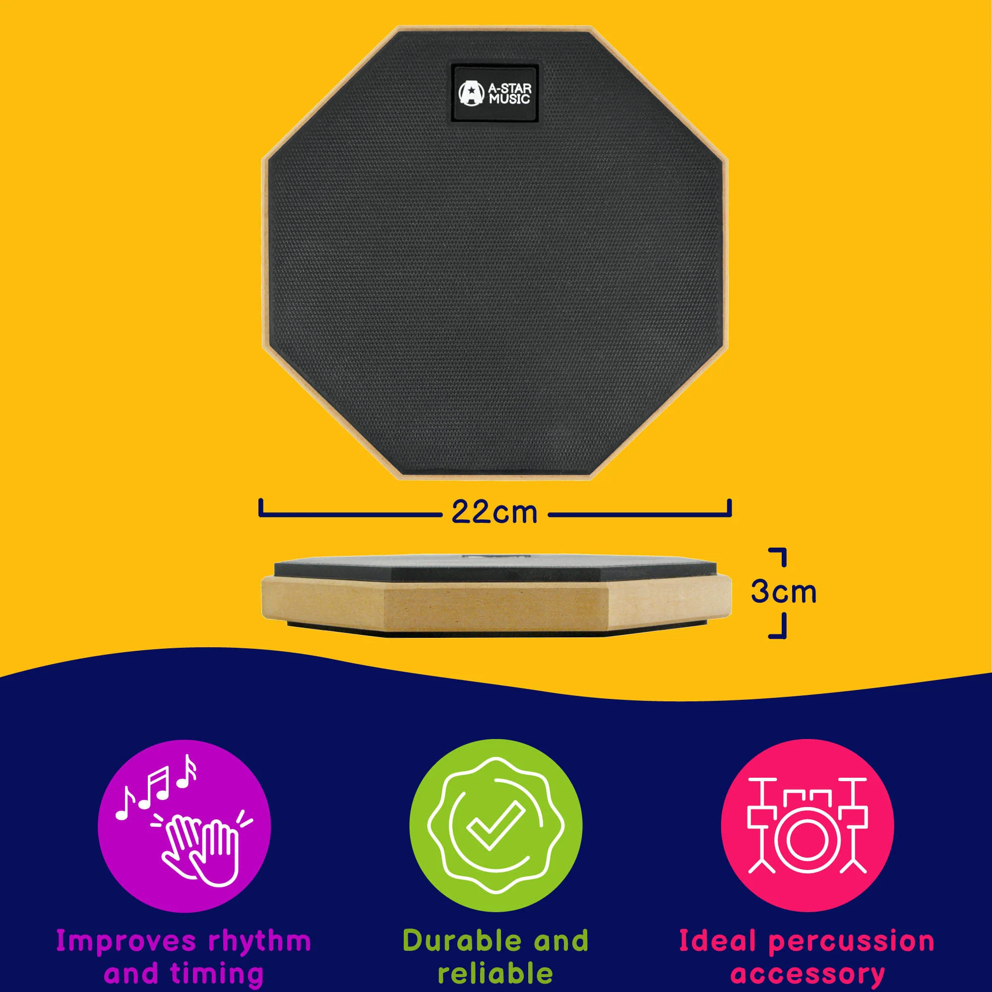 A-Star Drum Practice Pad 8 Inch - Image 3