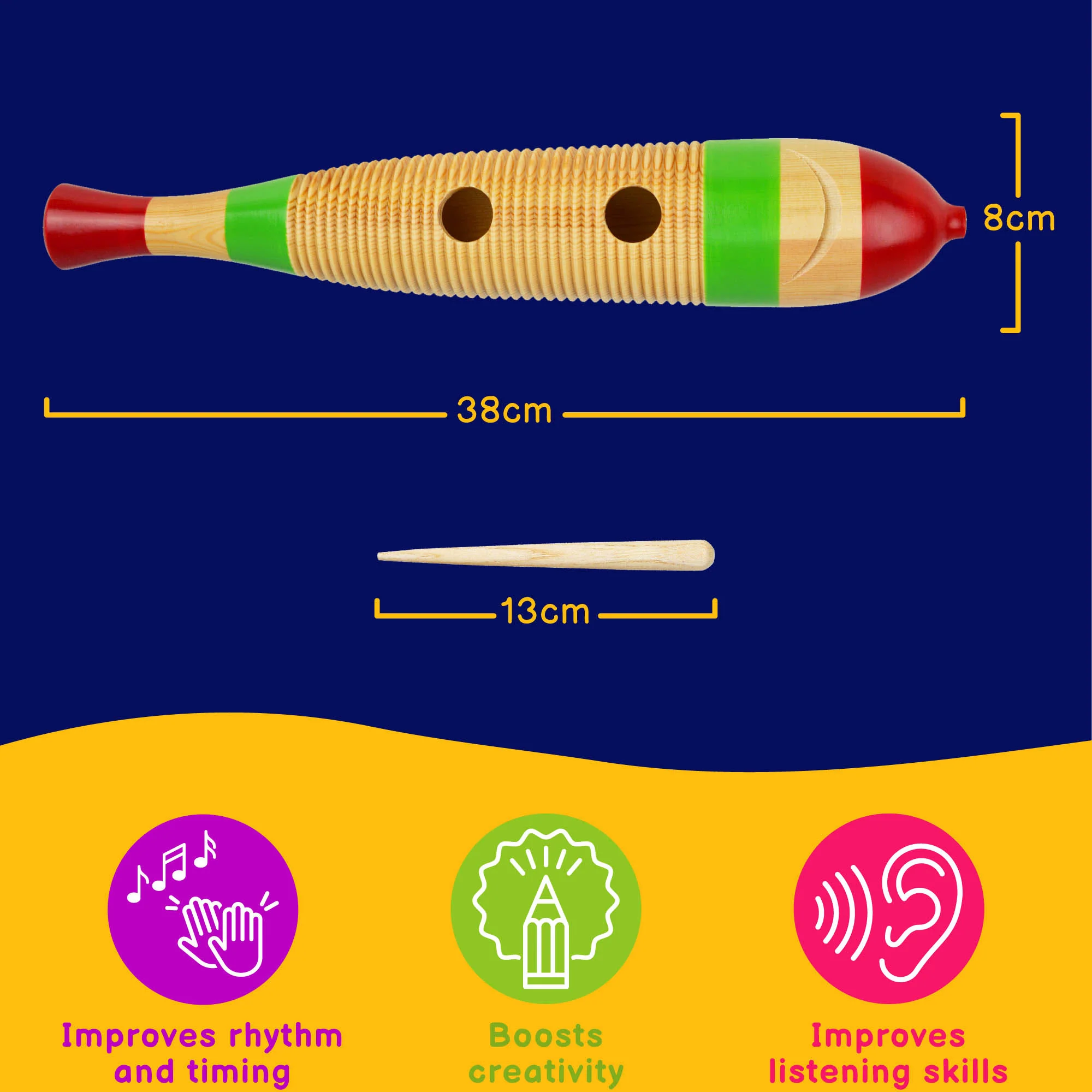 A-Star Wooden Fish Guiro - Image 3