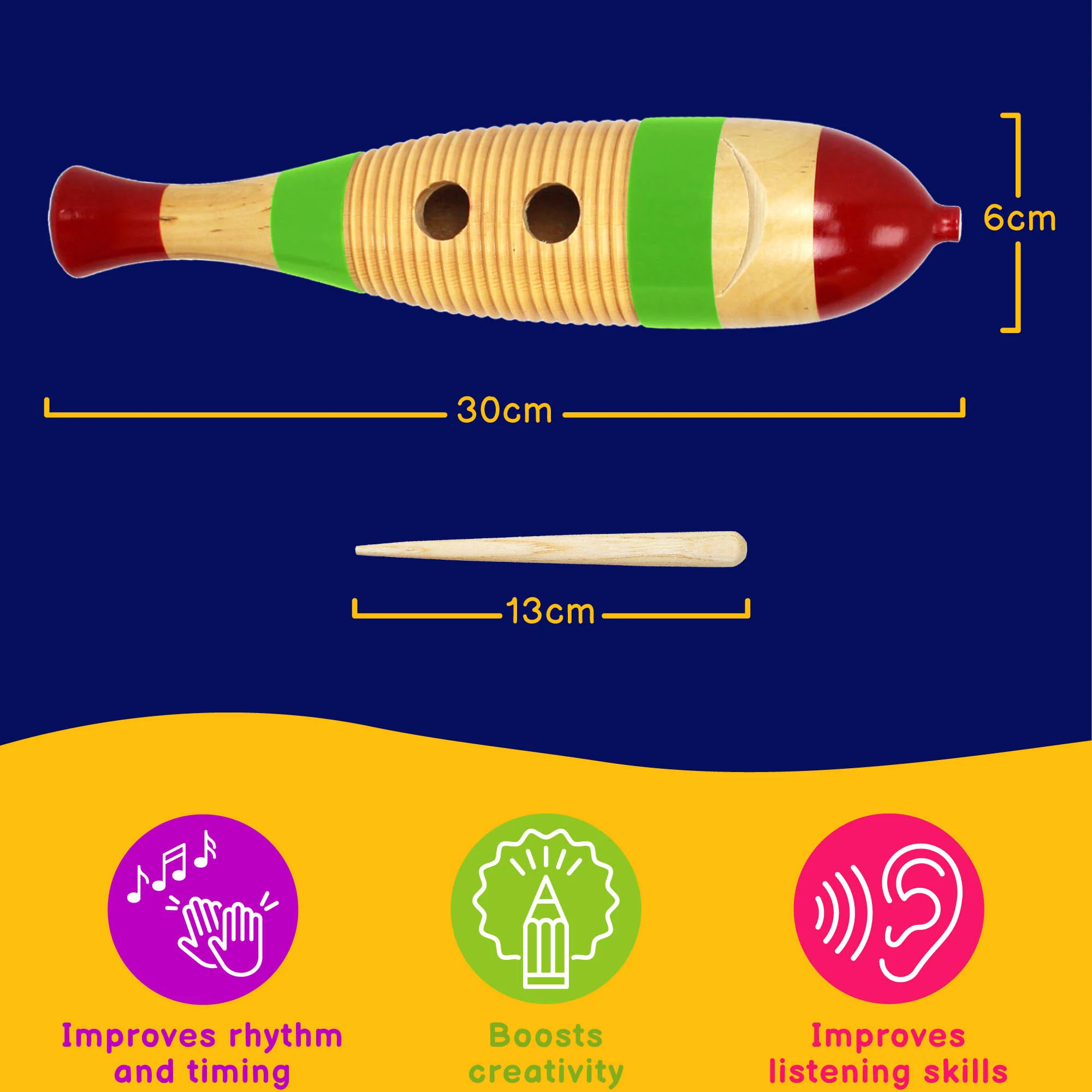 A-Star Wooden Fish Guiro - Image 9