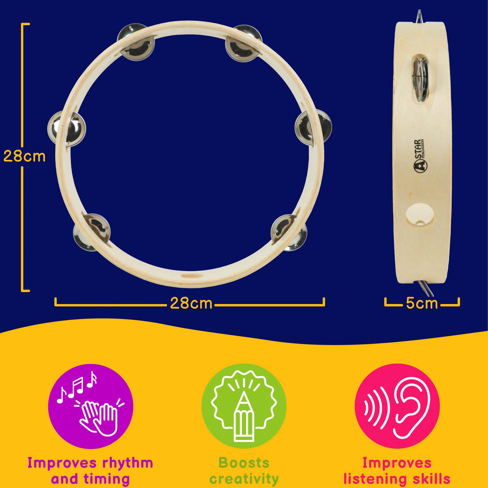 A-Star Headless Tambourine - 10 Inch/25cm - Image 3