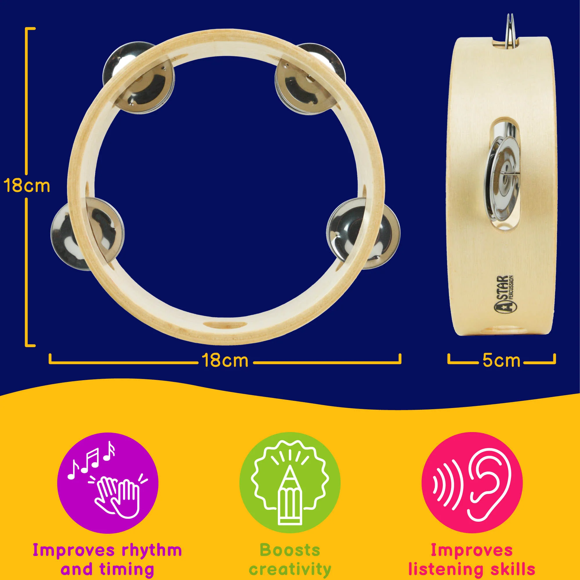 A-Star Headless Tambourine - 6 Inch/15cm - Image 3