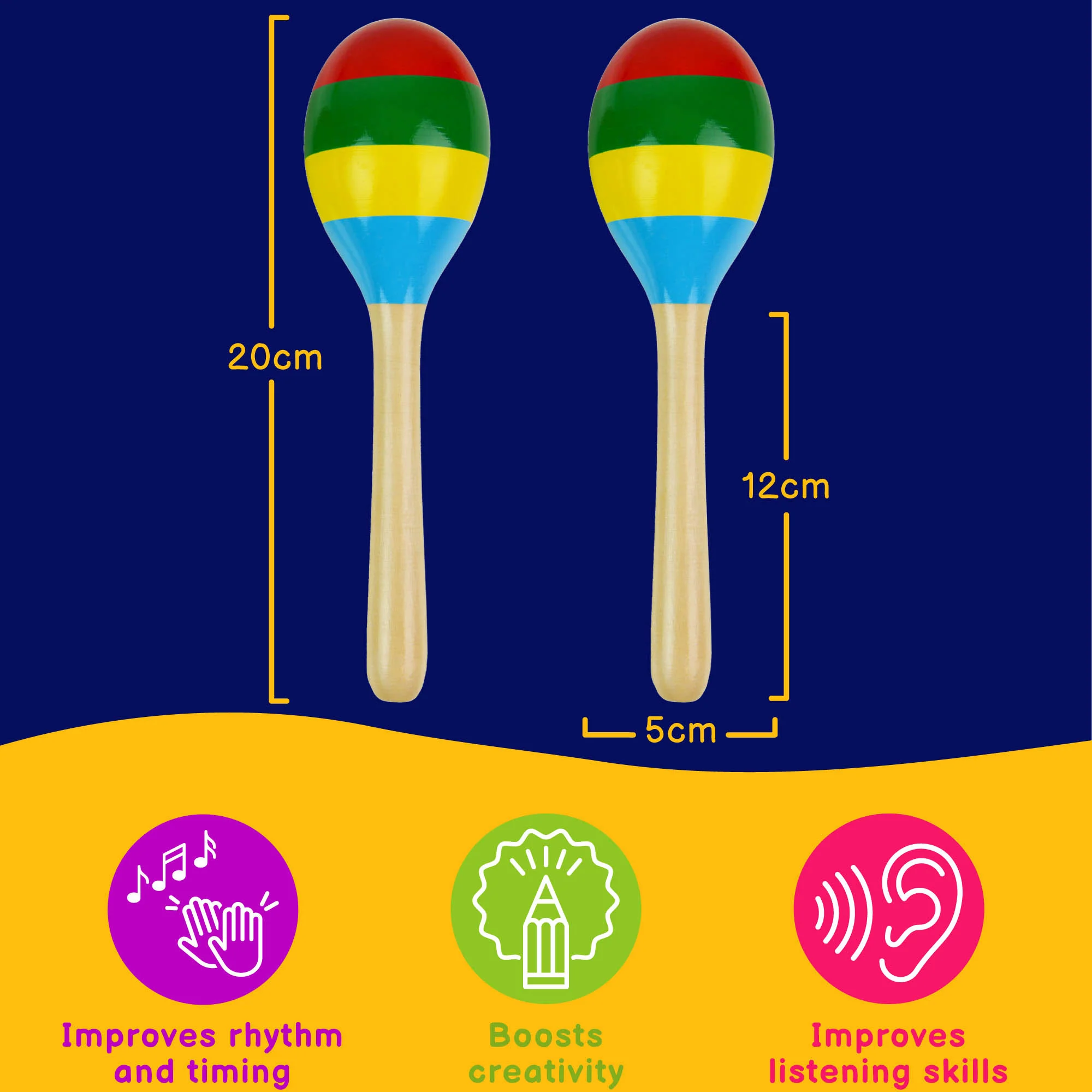 A-Star Multi Coloured Wooden Maracas - Image 2