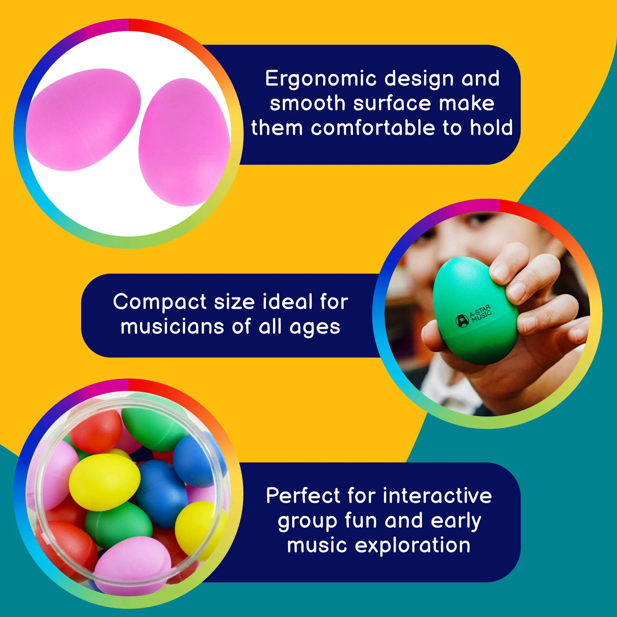 A-Star Multicoloured Egg Shakers - Box of 40 - Image 3