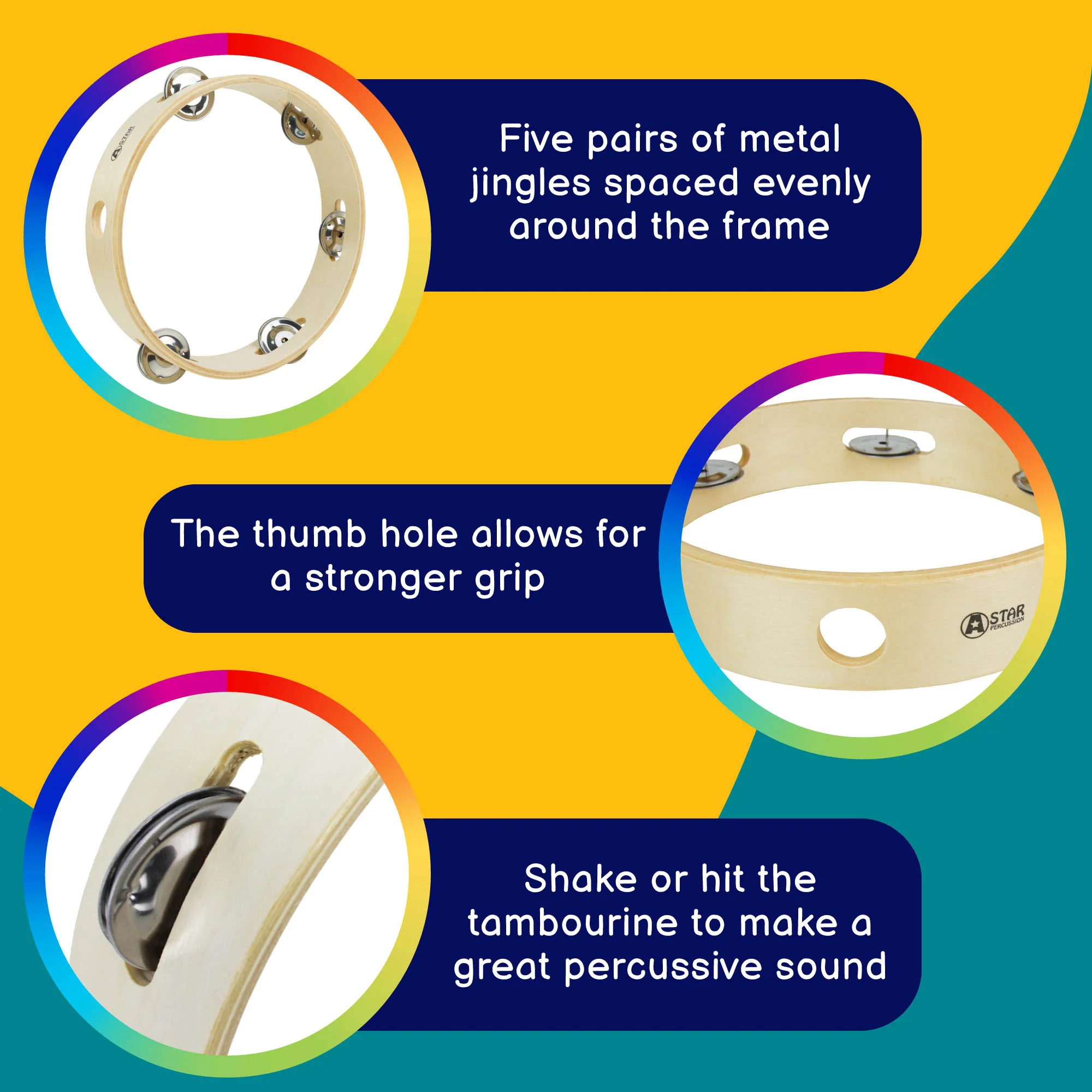 A-Star Headless Tambourine - 8 Inch/20cm - Image 2