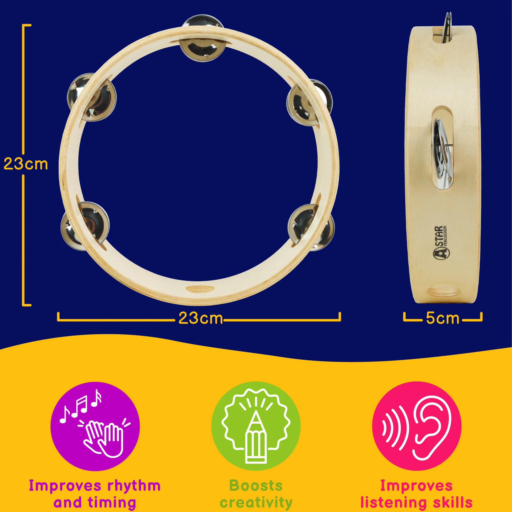 A-Star Headless Tambourine - 8 Inch/20cm - Image 3