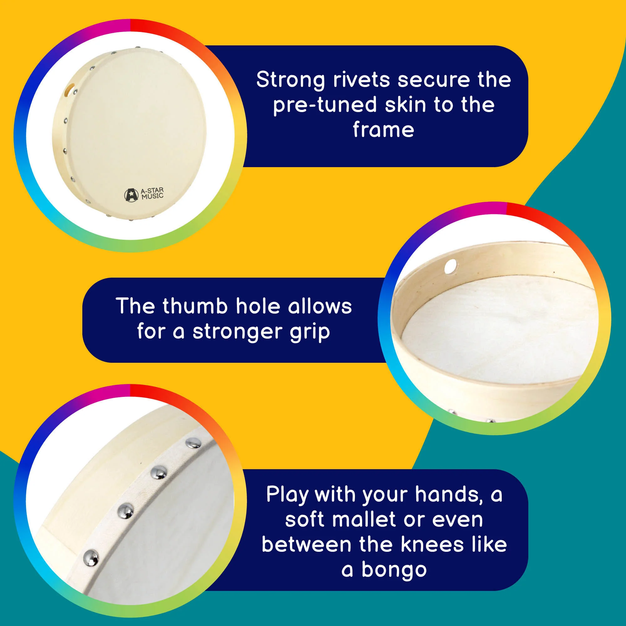 A-Star Pre-tuned Hand Drum - 10 Inch/25cm - Image 2