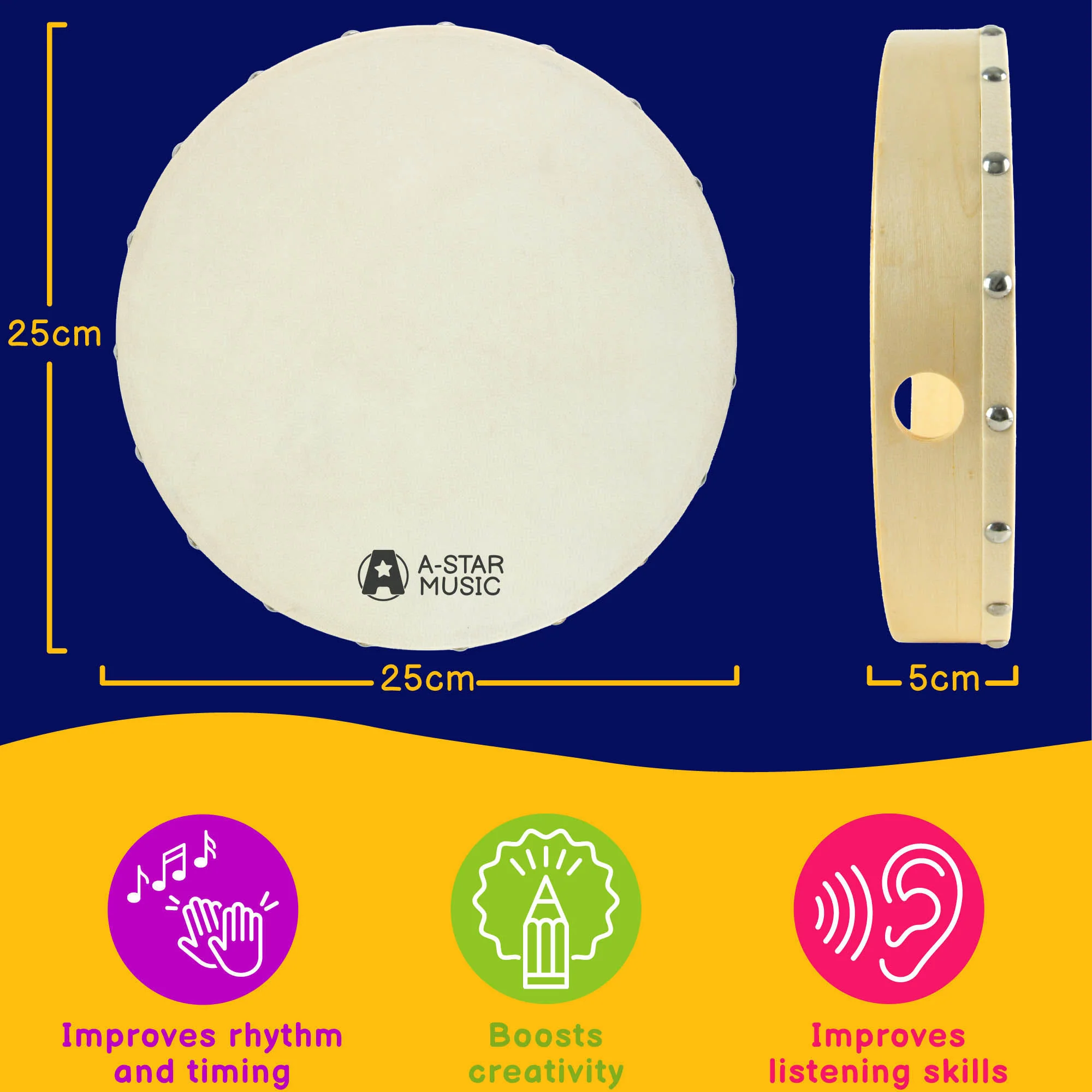 A-Star Pre-tuned Hand Drum - 10 Inch/25cm - Image 3