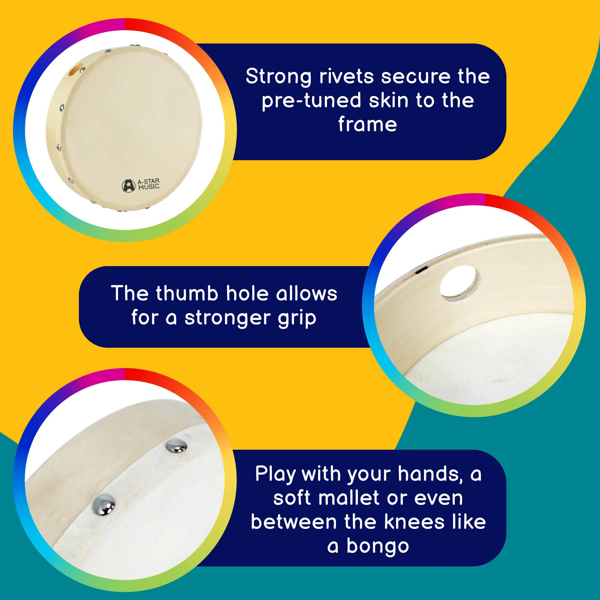 A-Star Pre-tuned Hand Drum - 8 Inch/20cm - Image 2