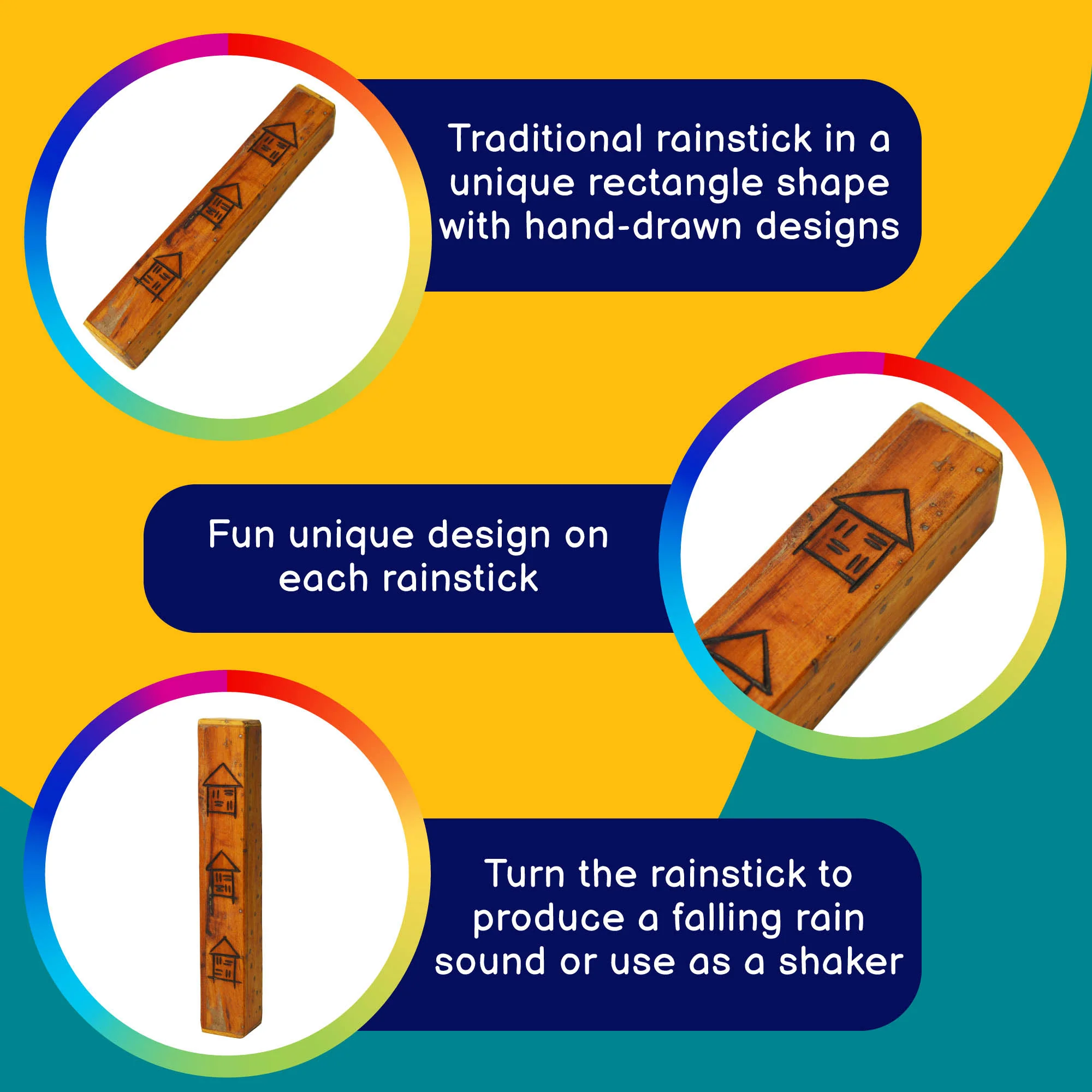 A-Star Rainstick Shaker Woodblock - Image 2