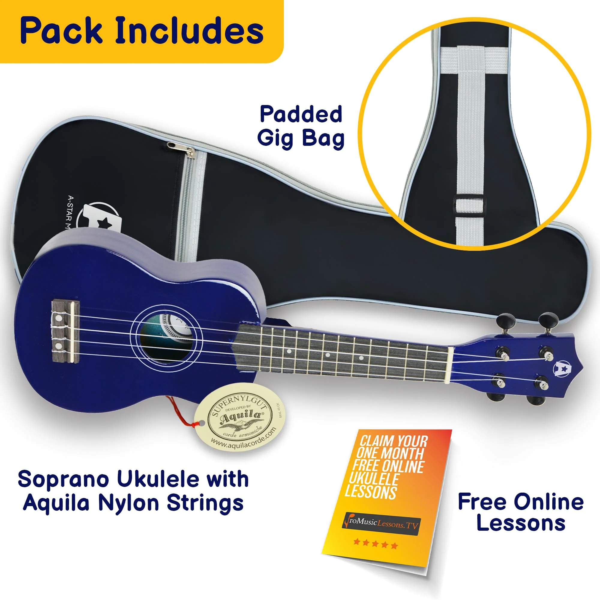 A-Star Soprano Ukulele With Aquila Strings and Bag - Image 17
