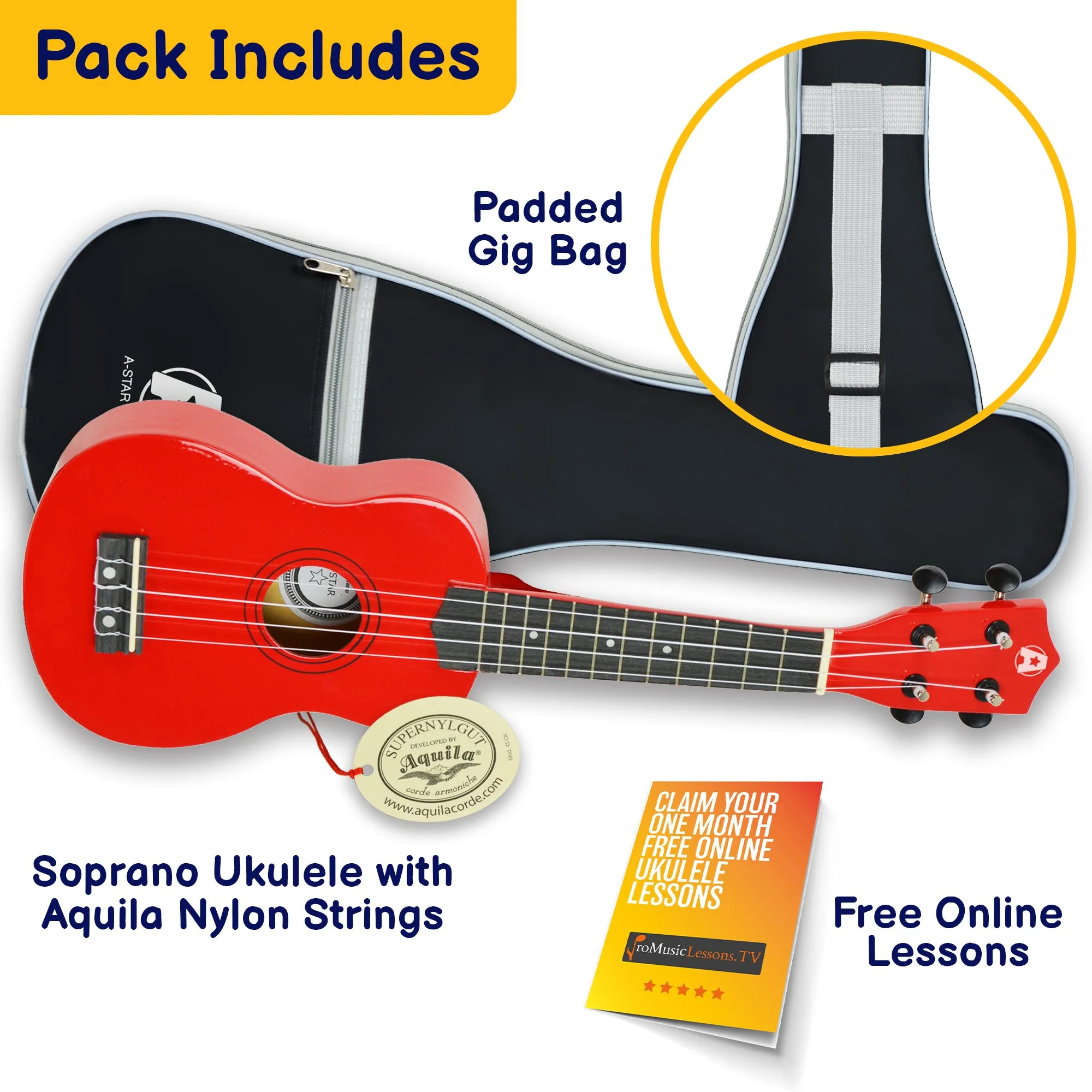 A-Star Soprano Ukulele With Aquila Strings and Bag - Image 27