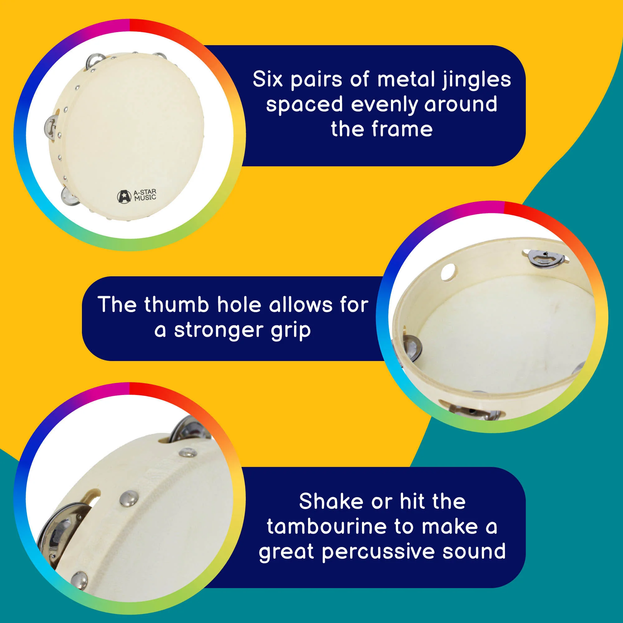 A-Star Tambourine - 10 Inch/25cm - Image 2