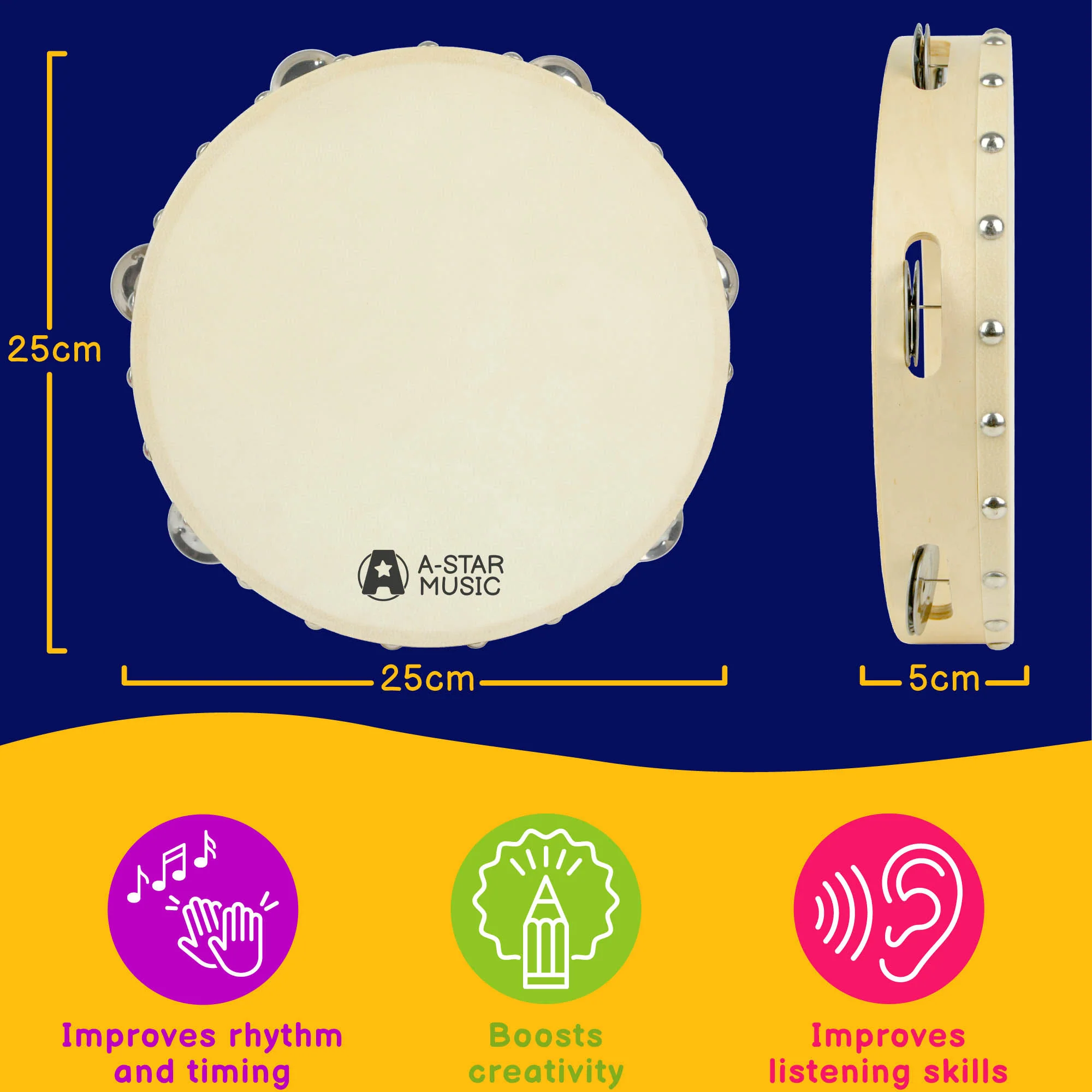 A-Star Tambourine - 10 Inch/25cm - Image 3