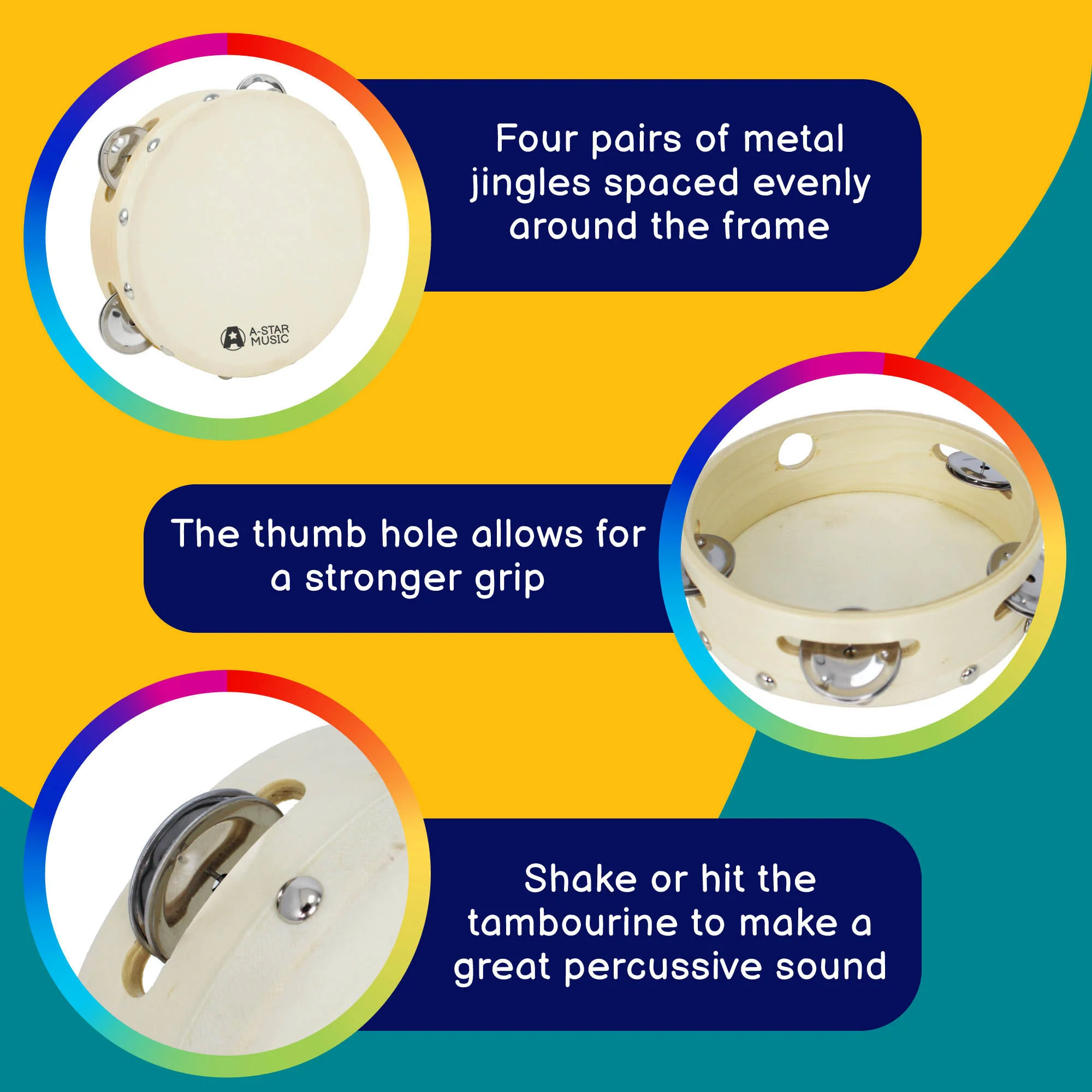 A-Star Tambourine - 6 Inch/15cm - Image 2