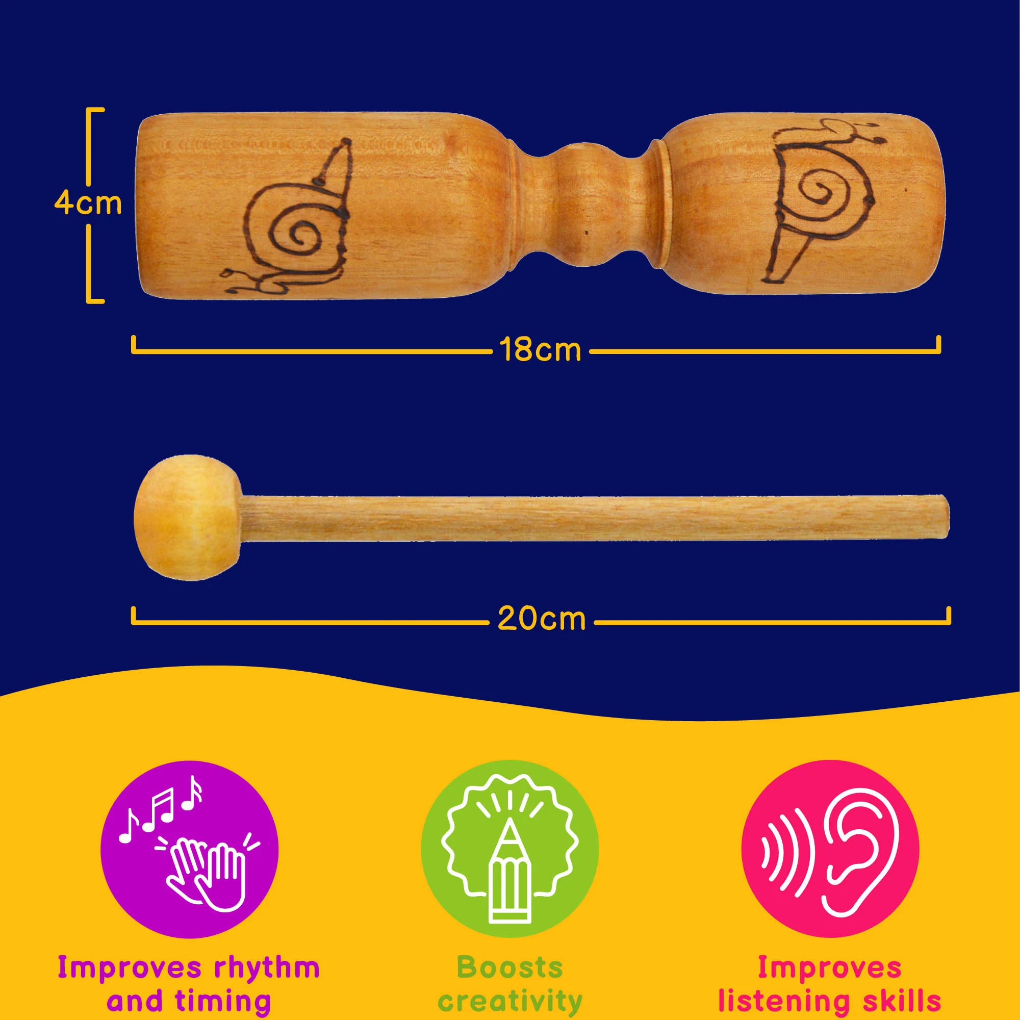 A-Star TikTok Wood Block with Beater - Image 3