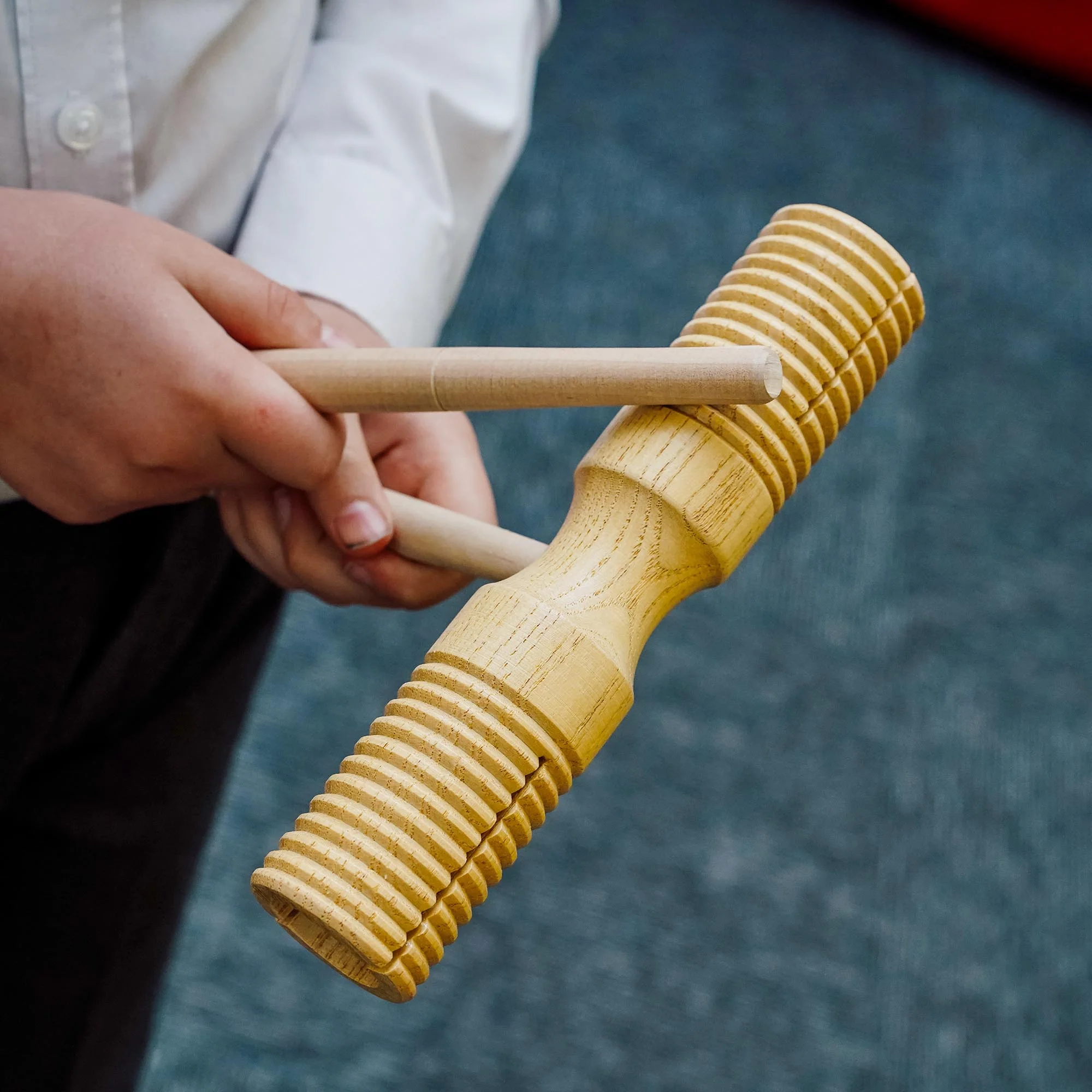 A-Star Two-Tone Wood Block Guiro with Beater - Image 5