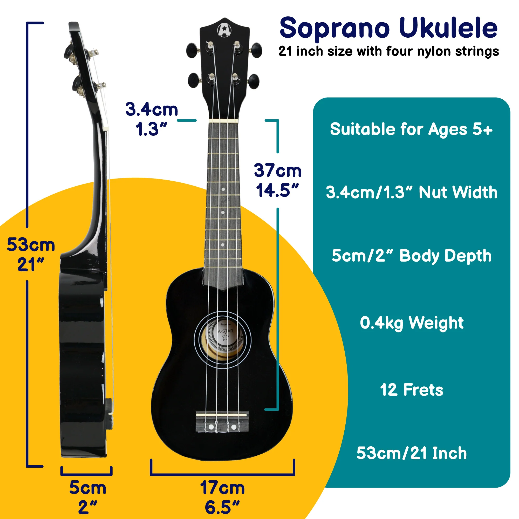 A-Star Soprano Ukulele Starter Pack with Bag, Stand, Tuner and Strings - Image 11