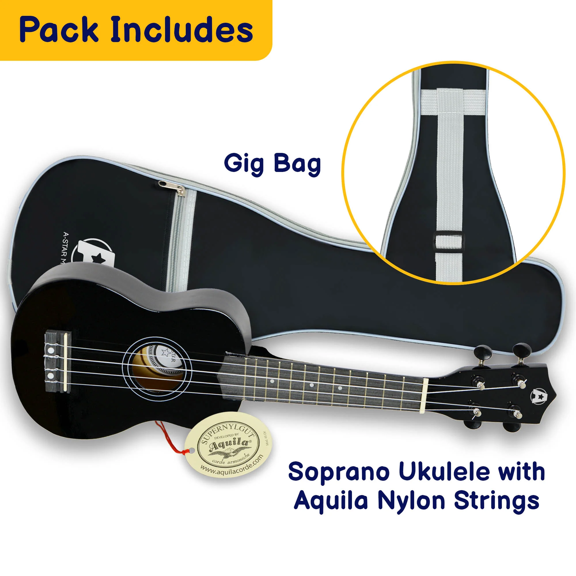 A-Star Soprano Ukulele Starter Pack with Bag, Stand, Tuner and Strings - Image 12
