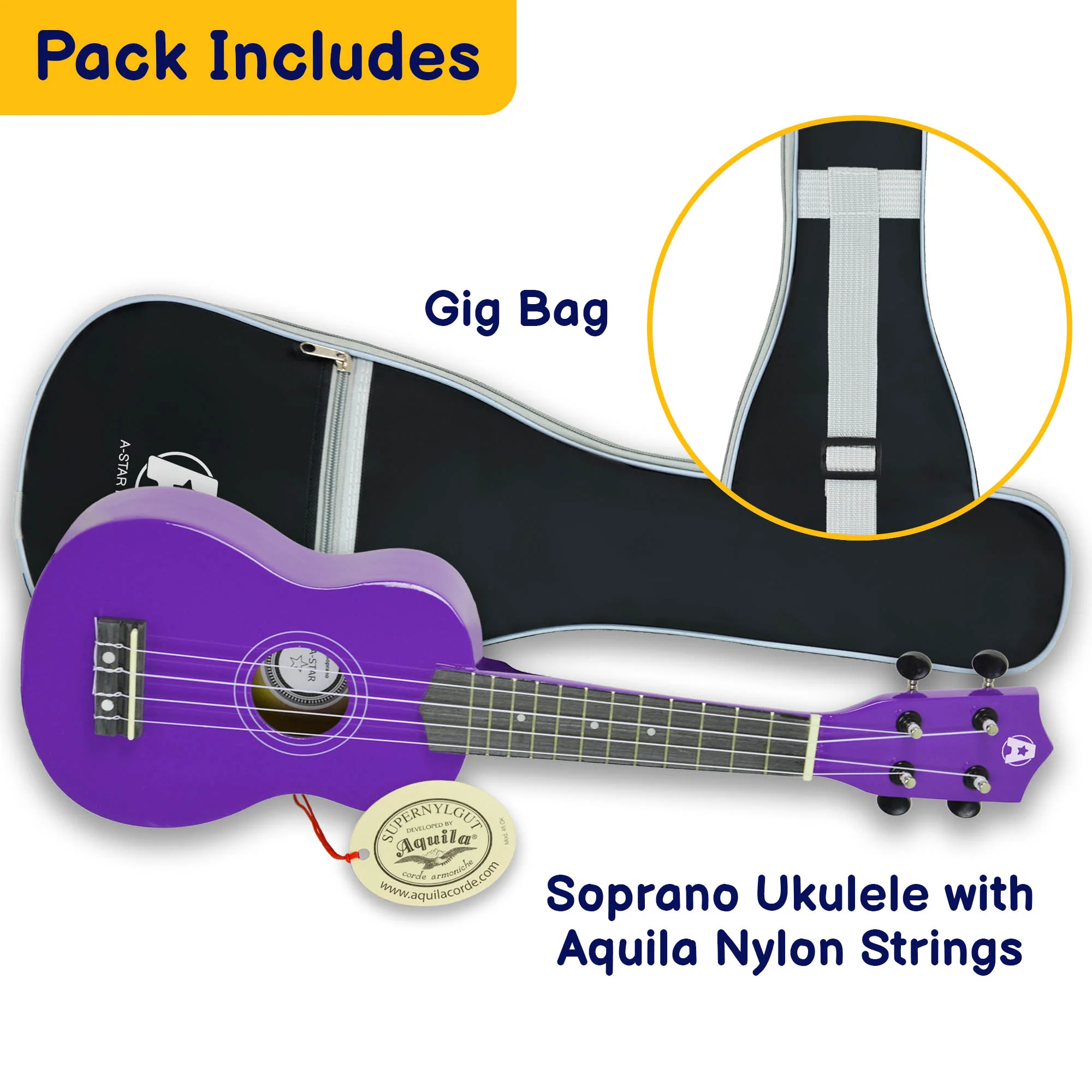 A-Star Soprano Ukulele Starter Pack with Bag, Stand, Tuner and Strings - Image 22