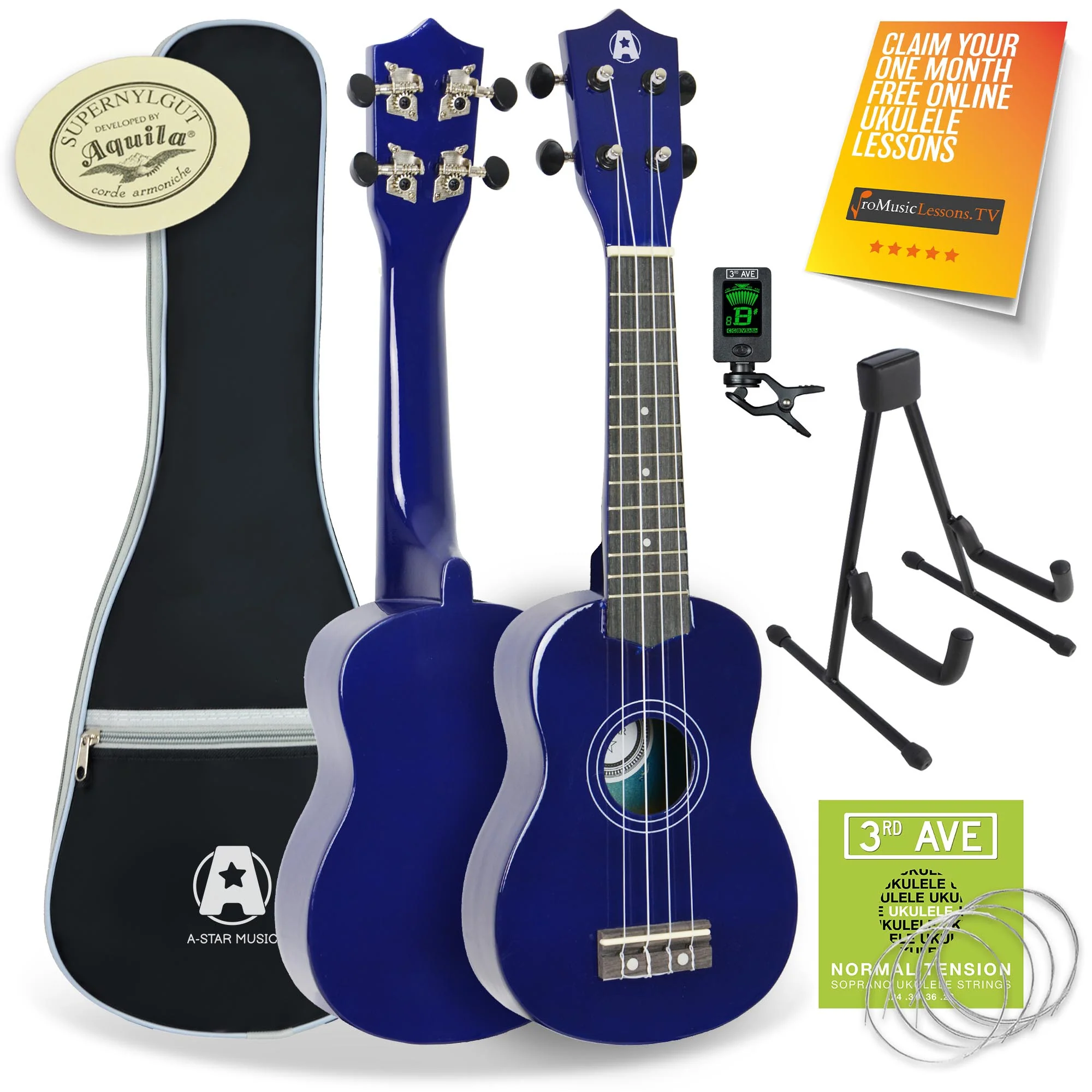 A-Star Soprano Ukulele Starter Pack with Bag, Stand, Tuner and Strings - Image 3