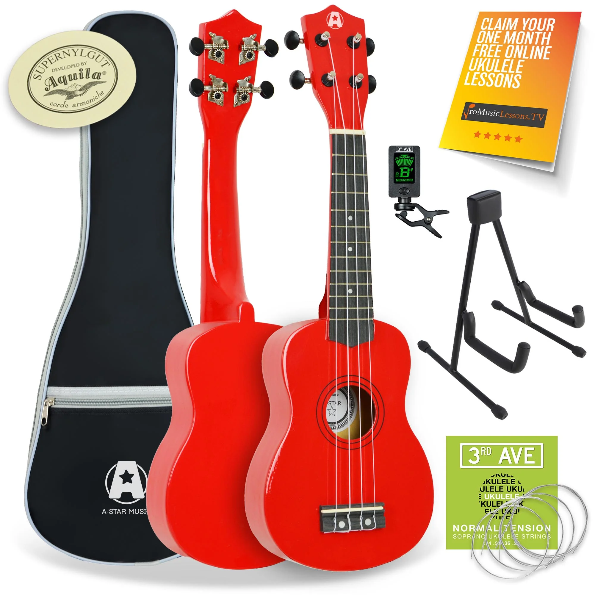 A-Star Soprano Ukulele Starter Pack with Bag, Stand, Tuner and Strings - Image 5