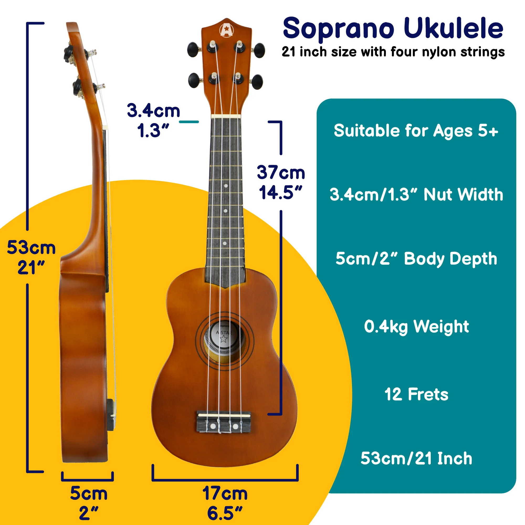 A-Star Soprano Ukulele Starter Pack with Bag, Stand, Tuner and Strings - Image 6