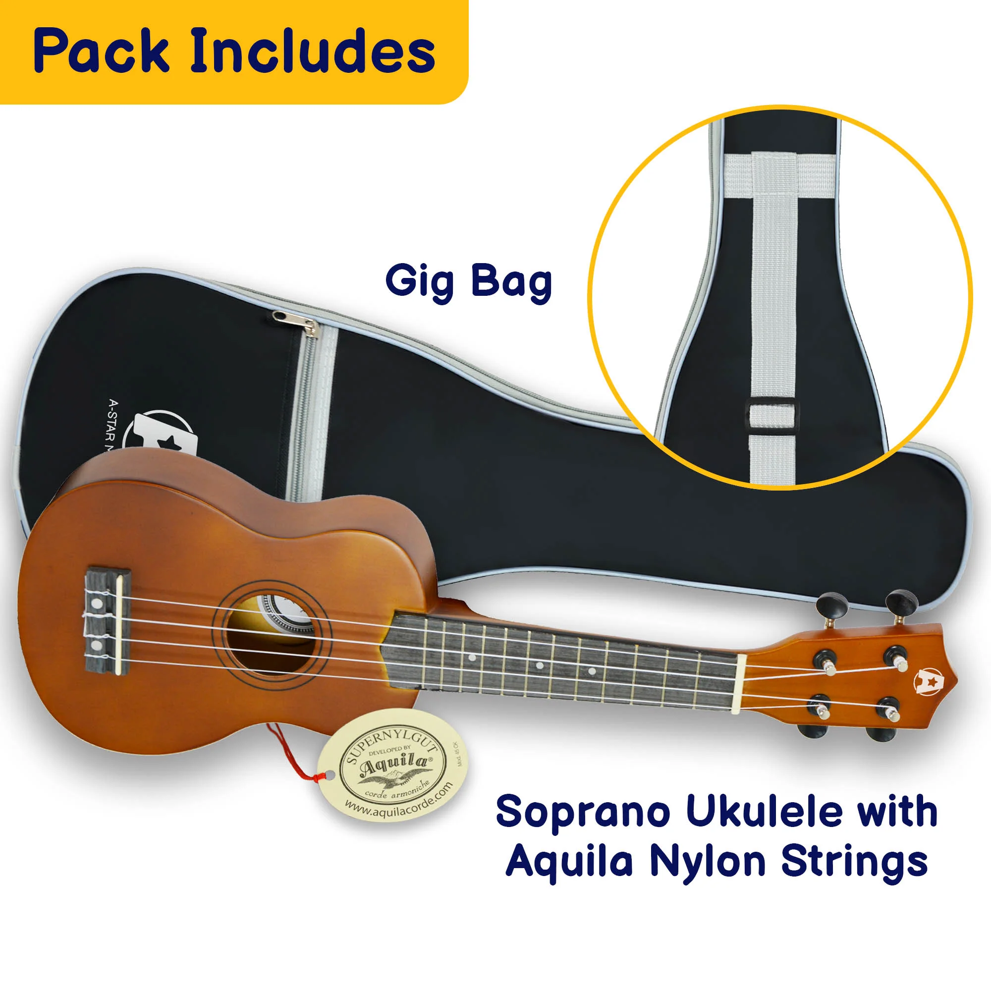 A-Star Soprano Ukulele Starter Pack with Bag, Stand, Tuner and Strings - Image 7