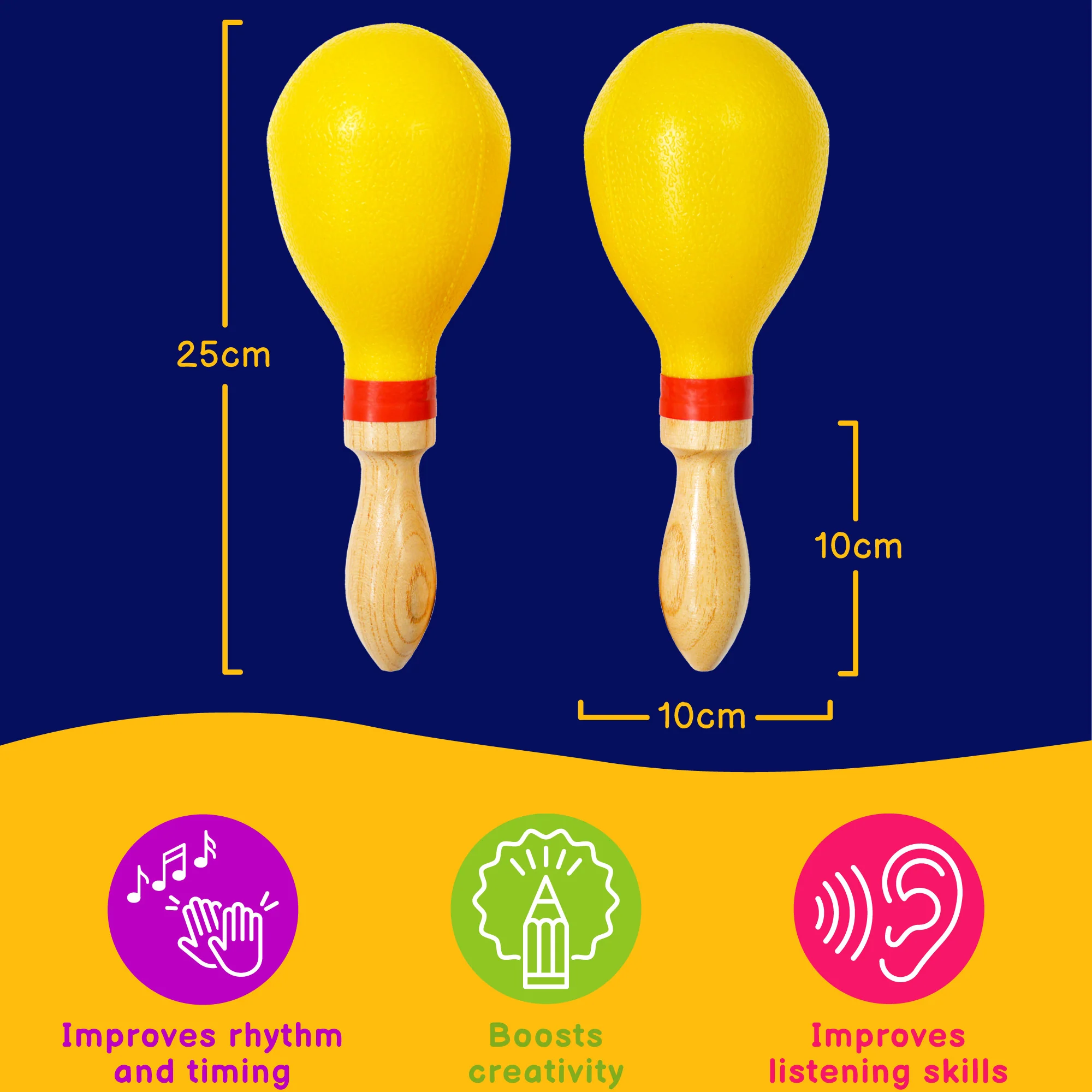 A-Star Wood Handled Plastic Maracas Pair - Image 2
