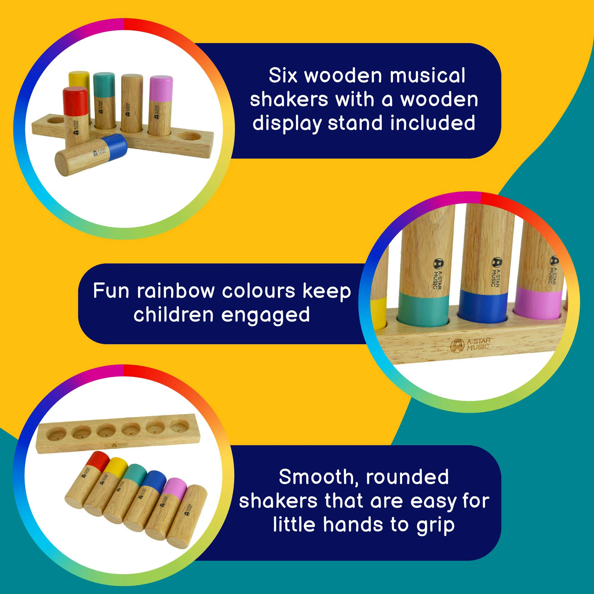 A-Star Wooden Musical Shakers - Set of 6 - Image 2