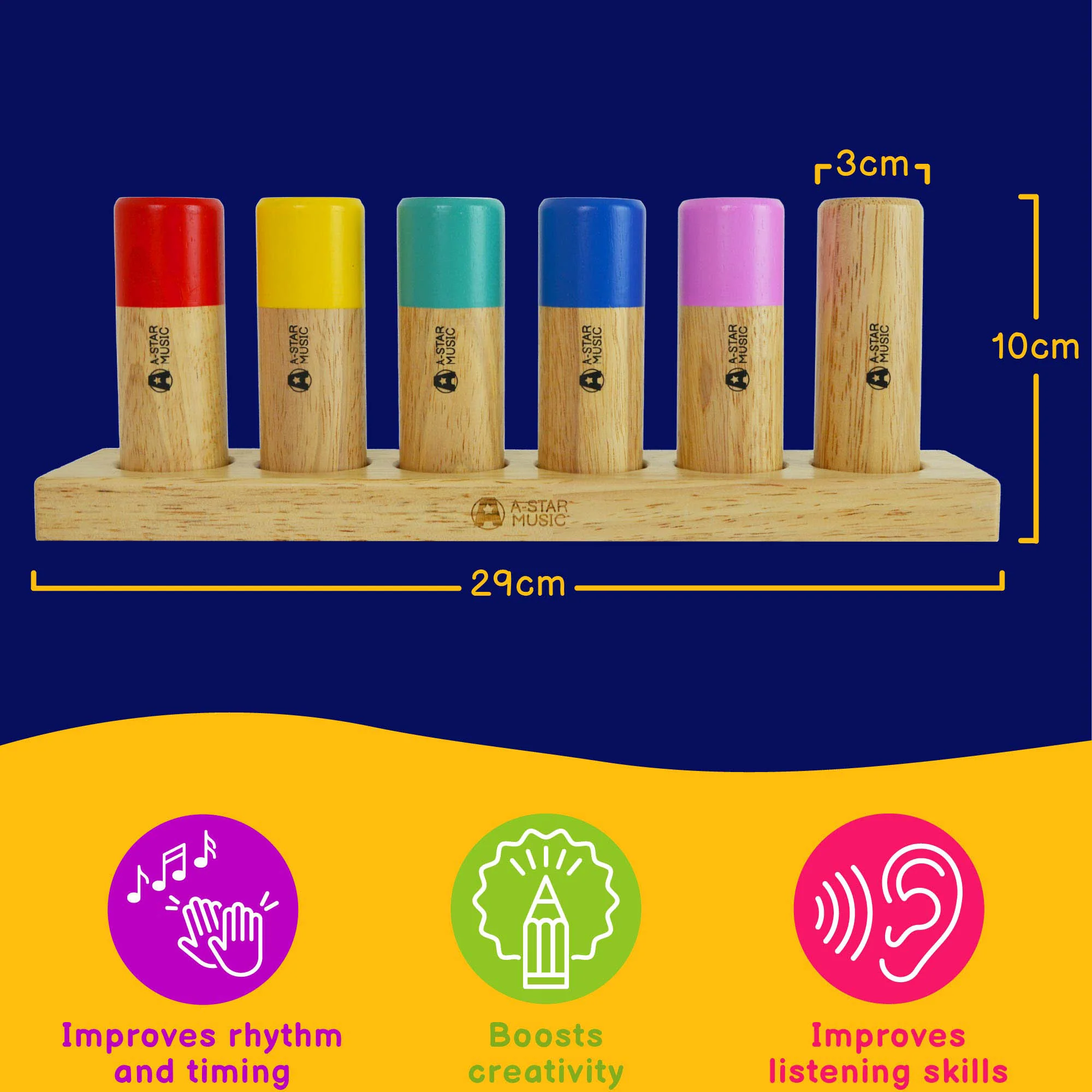 A-Star Wooden Musical Shakers - Set of 6 - Image 3