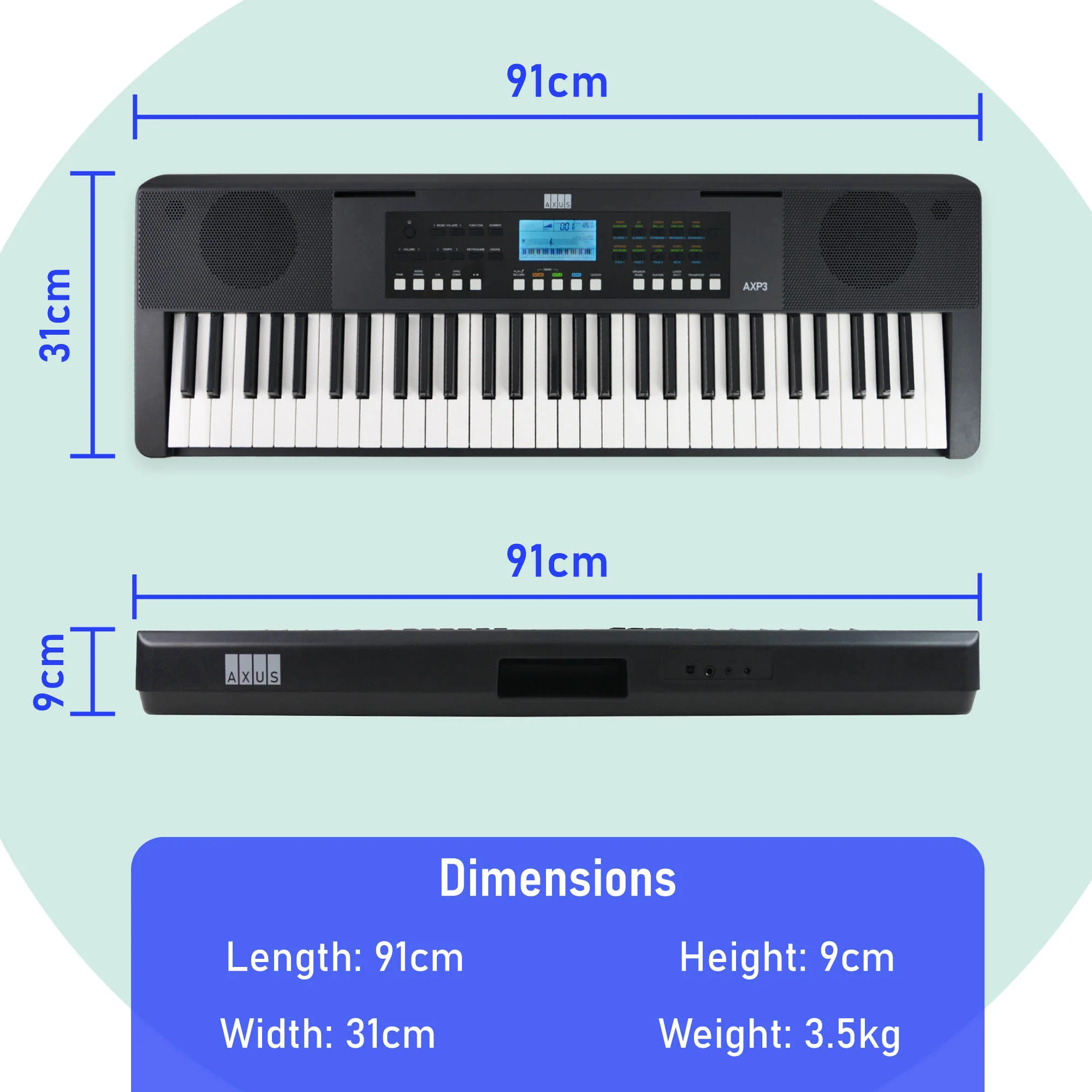 Axus AXP3 61 Note Slimline Portable Keyboard - Image 4