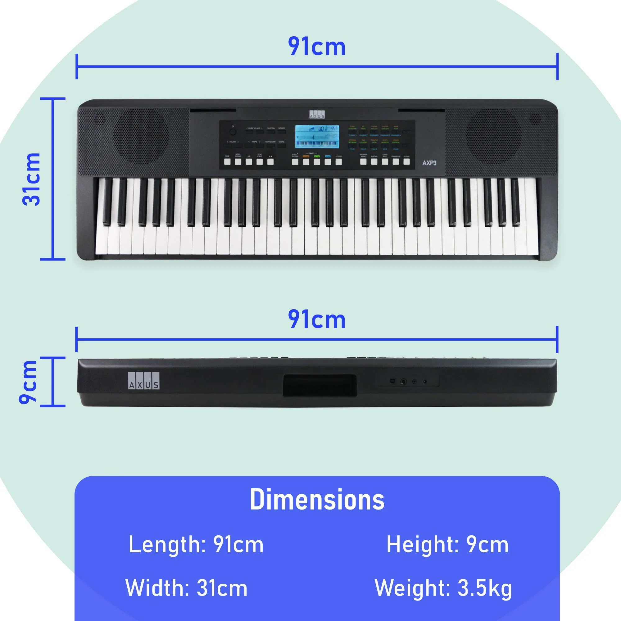Axus AXP3 61 Note Slimline Portable Keyboard Package - Image 4