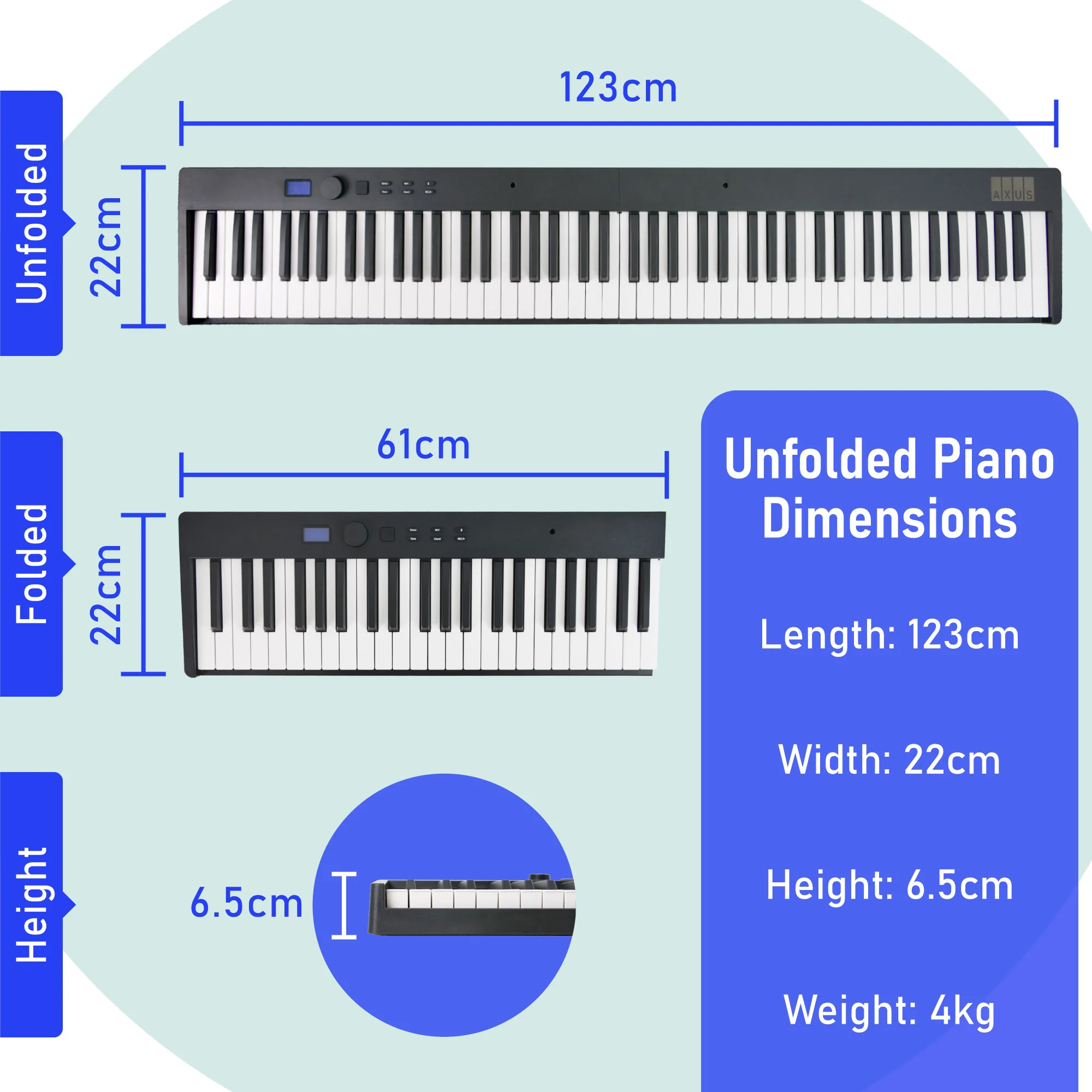 Axus AXF12 88 Note Folding Digital Piano - Image 4