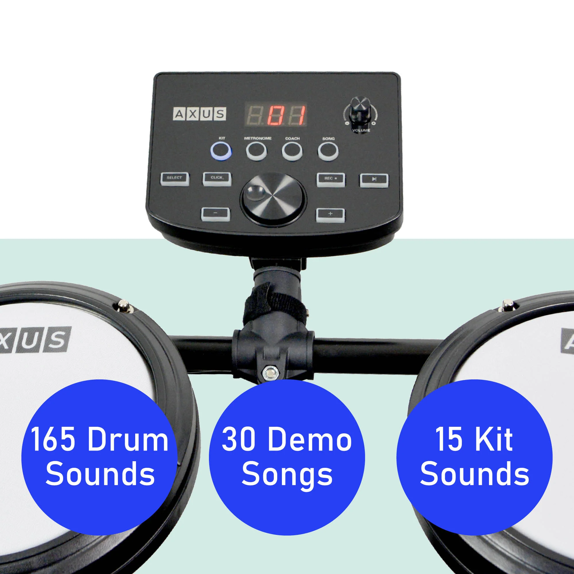 Axus AXK4 Electronic Drum Kit with Stool, Headphones and Sticks - Image 3