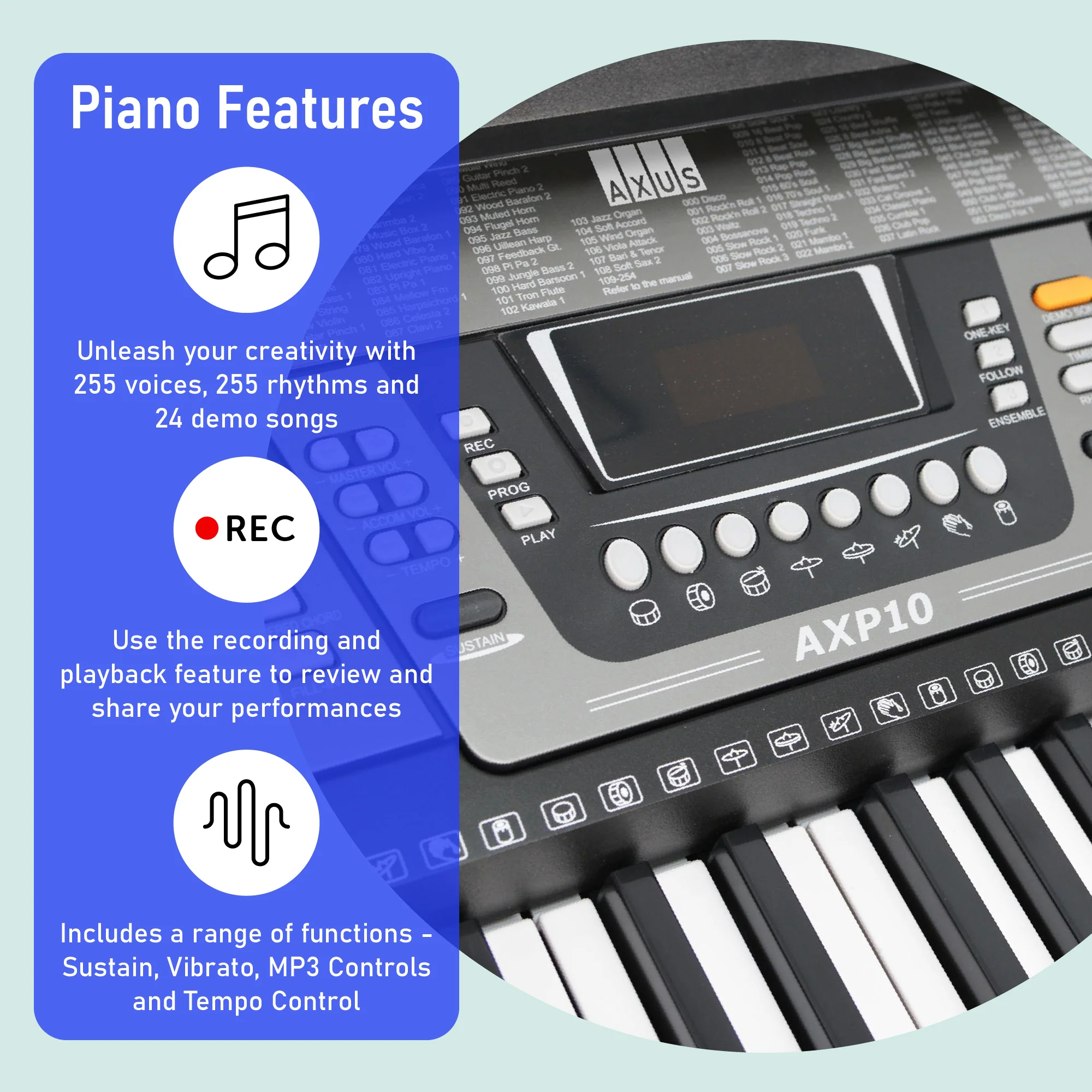 Axus AXP10 61 Note Portable Keyboard Package - Image 3