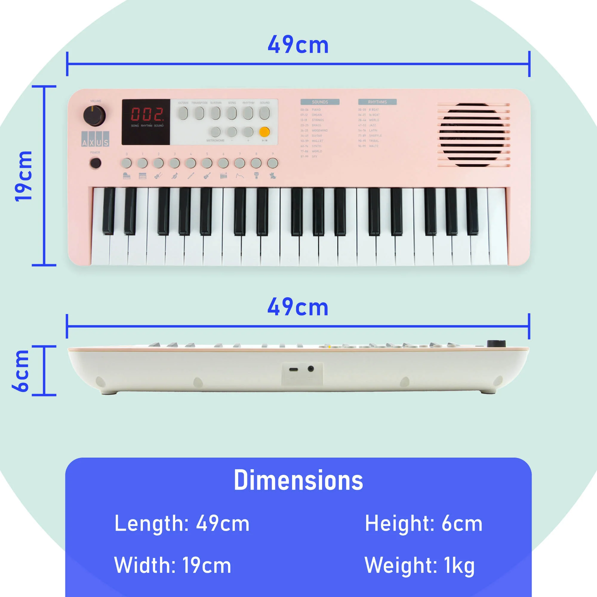 Axus Mini Keyboard 37 Key Keyboard - Image 11