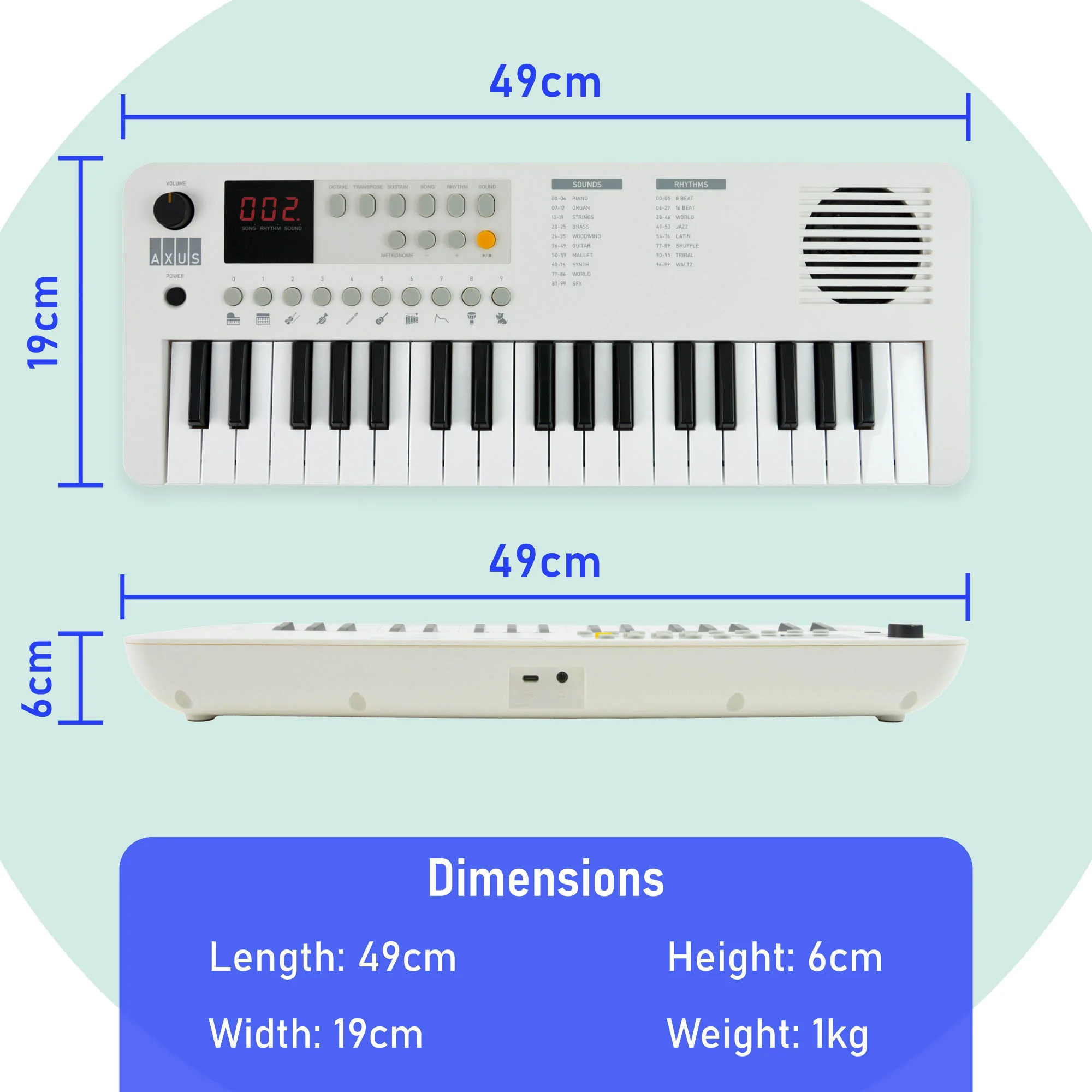Axus Mini Keyboard 37 Key Keyboard - Image 16