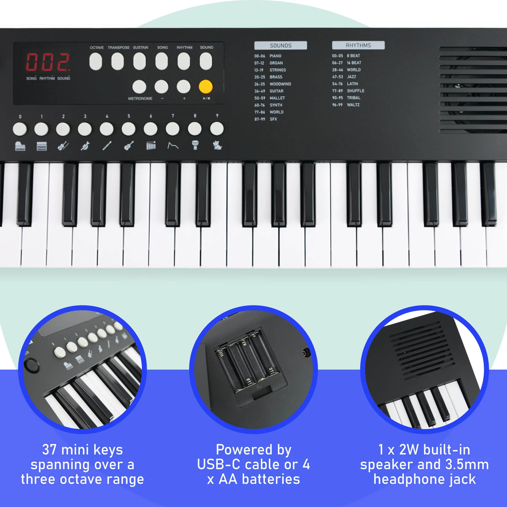 Axus Mini Keyboard 37 Key Keyboard - Image 3