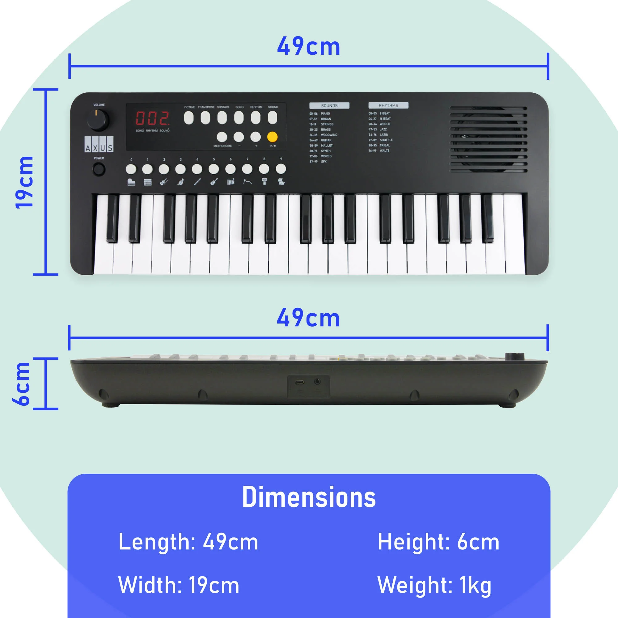 Axus Mini Keyboard 37 Key Keyboard - Image 5
