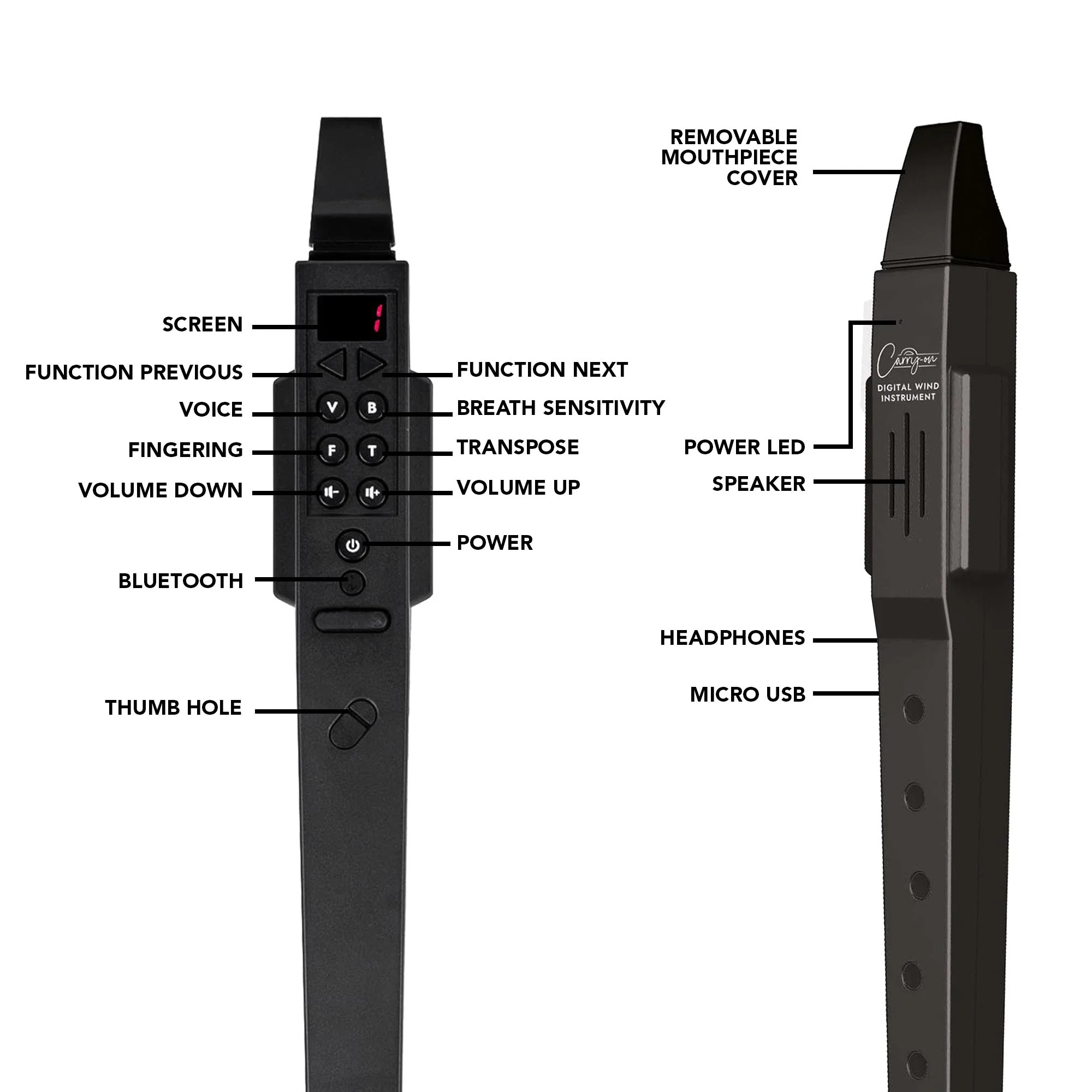 Carry-On Digital Wind Instrument - Black - Image 3