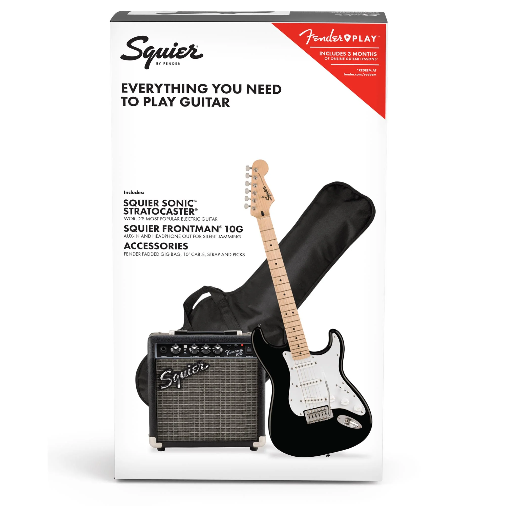 Squier by Fender Sonic Stratocaster Pack - Black with White Pickguard - Image 3