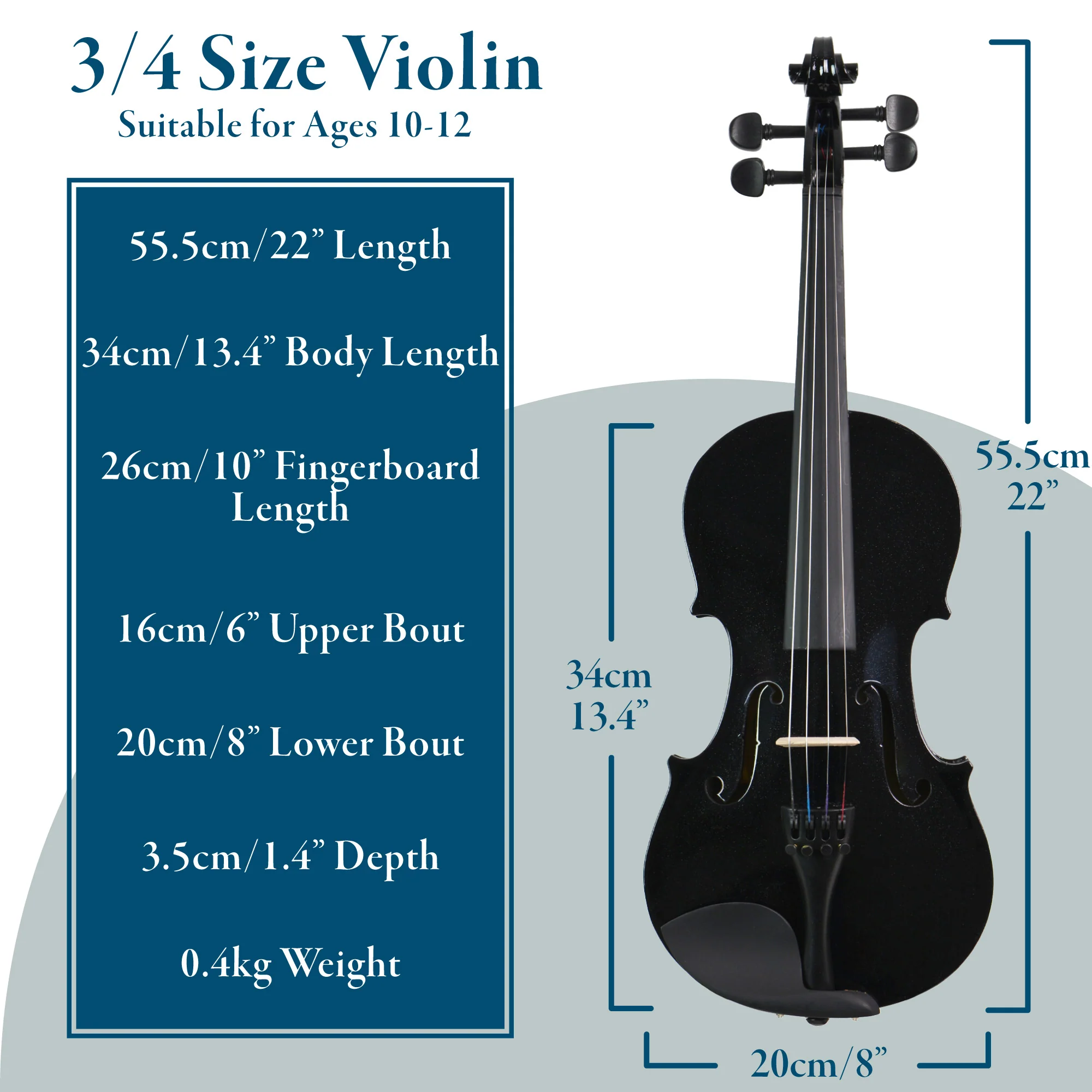 Forenza Uno Series 3/4 Size Black Violin Outfit - Image 2