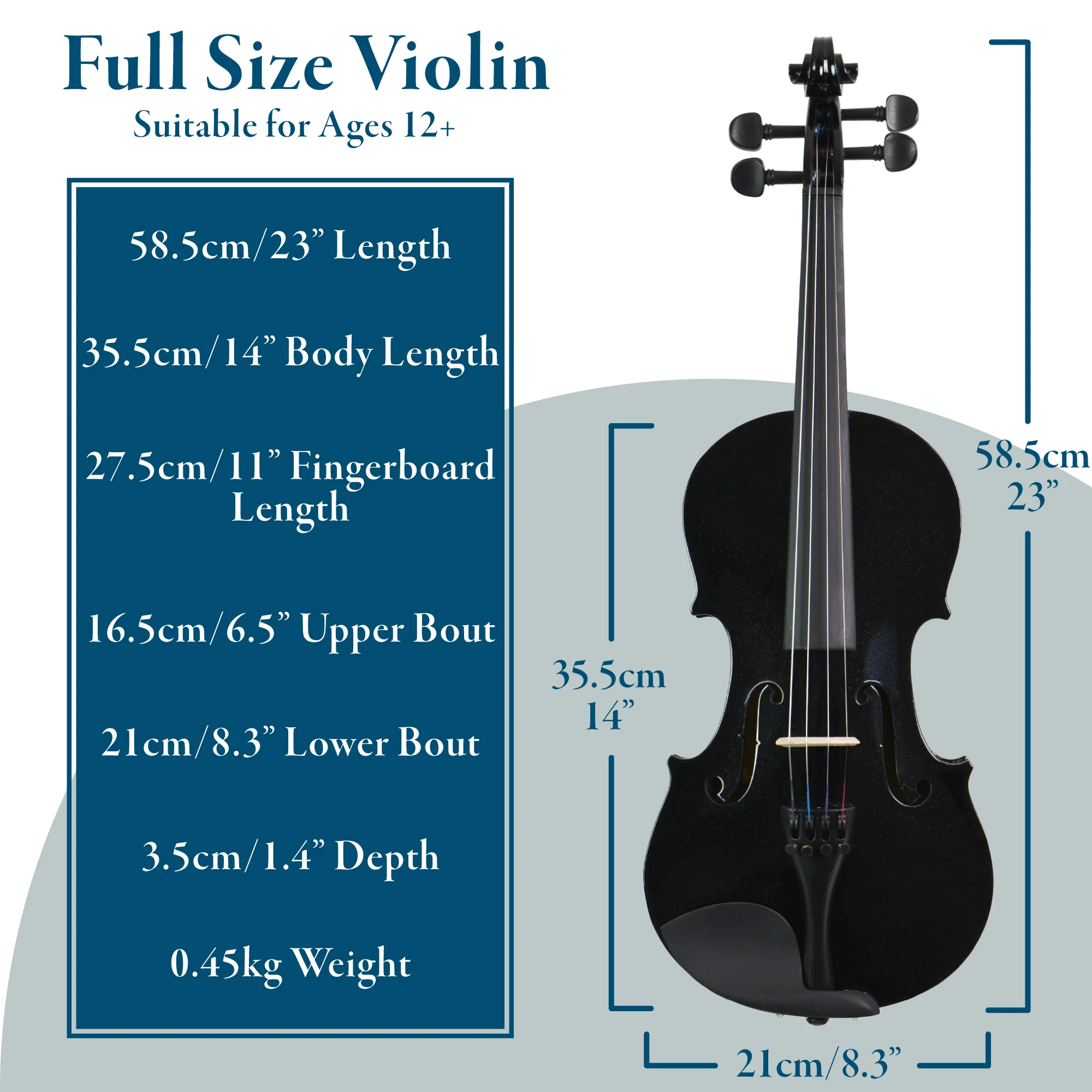 Forenza Uno Series Full Size Black Violin Outfit - Image 2