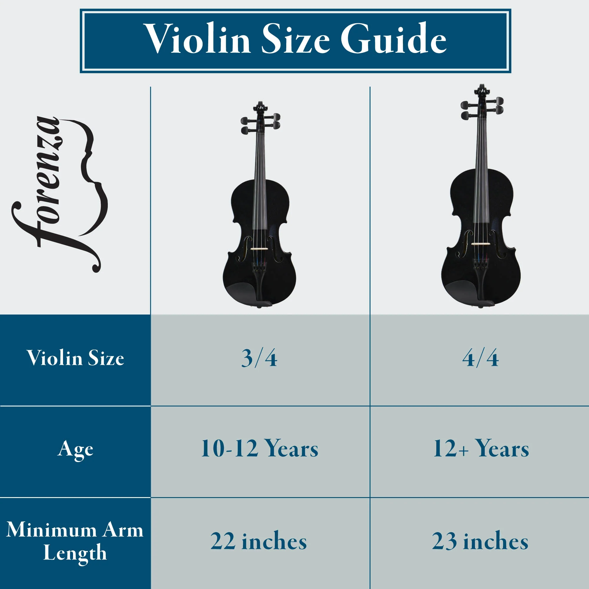 Forenza Uno Series Full Size Black Violin Outfit - Image 5