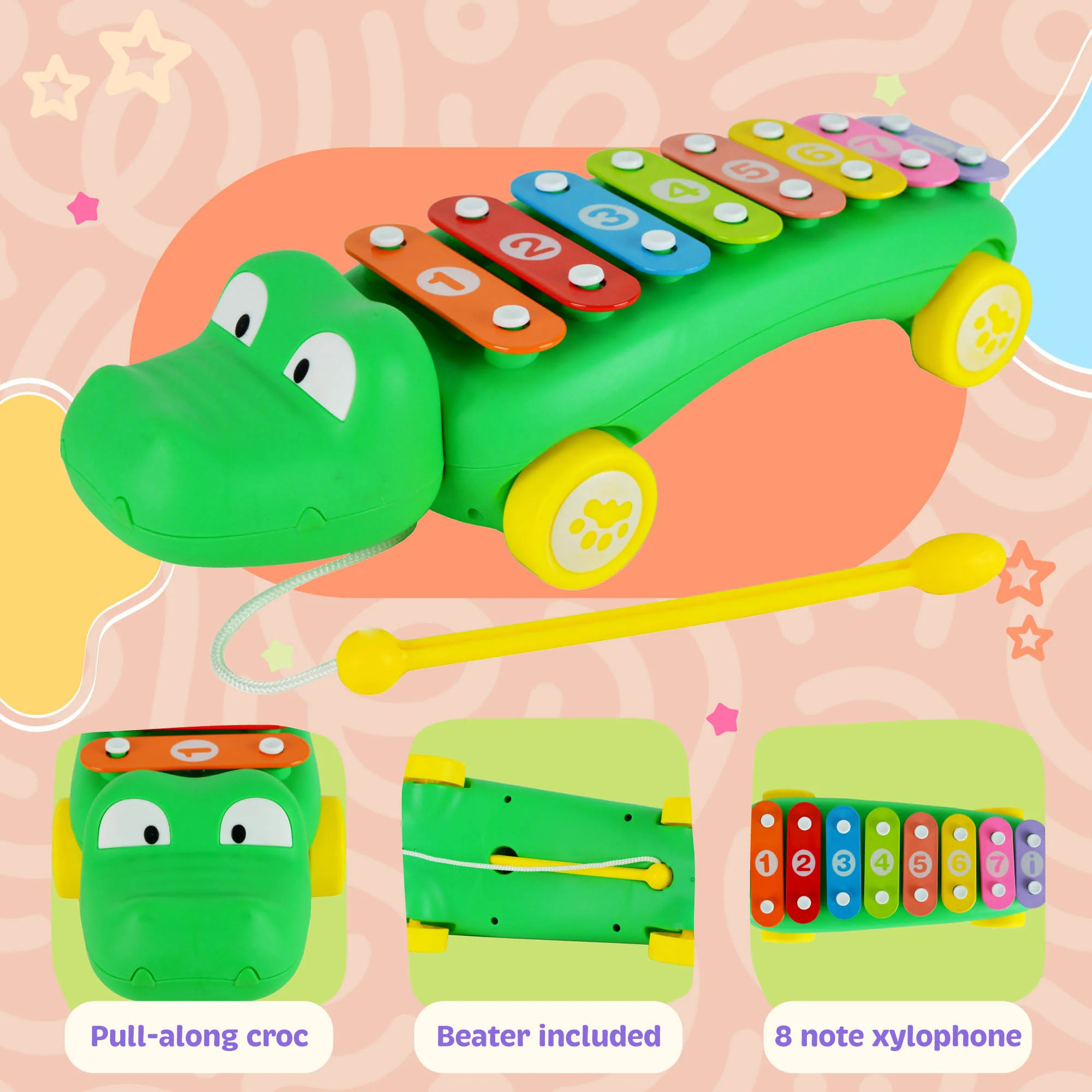 Little Star Crocodile Pull Along Xylophone - Image 2