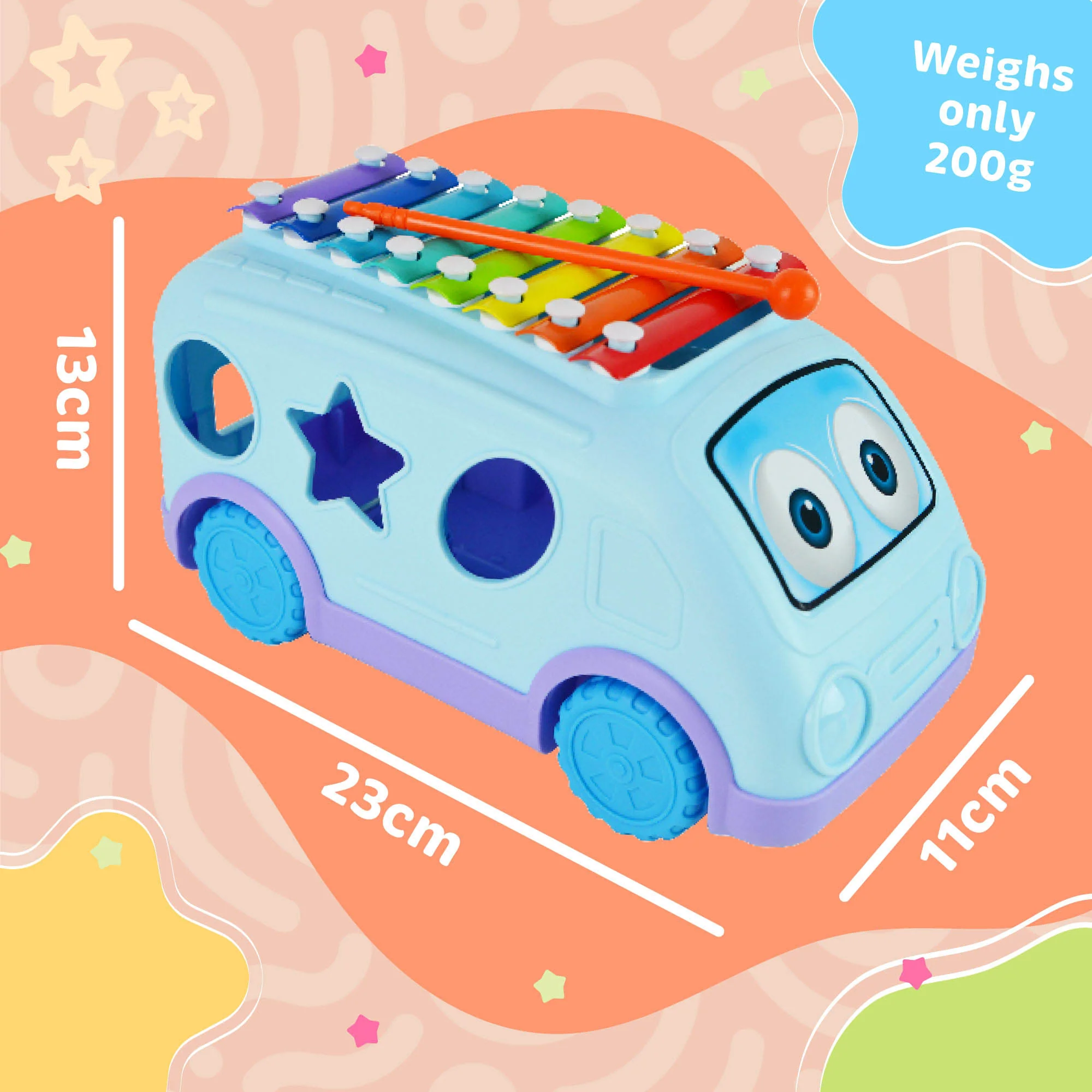 Little Star School Bus Xylophone with Shapes - Image 4
